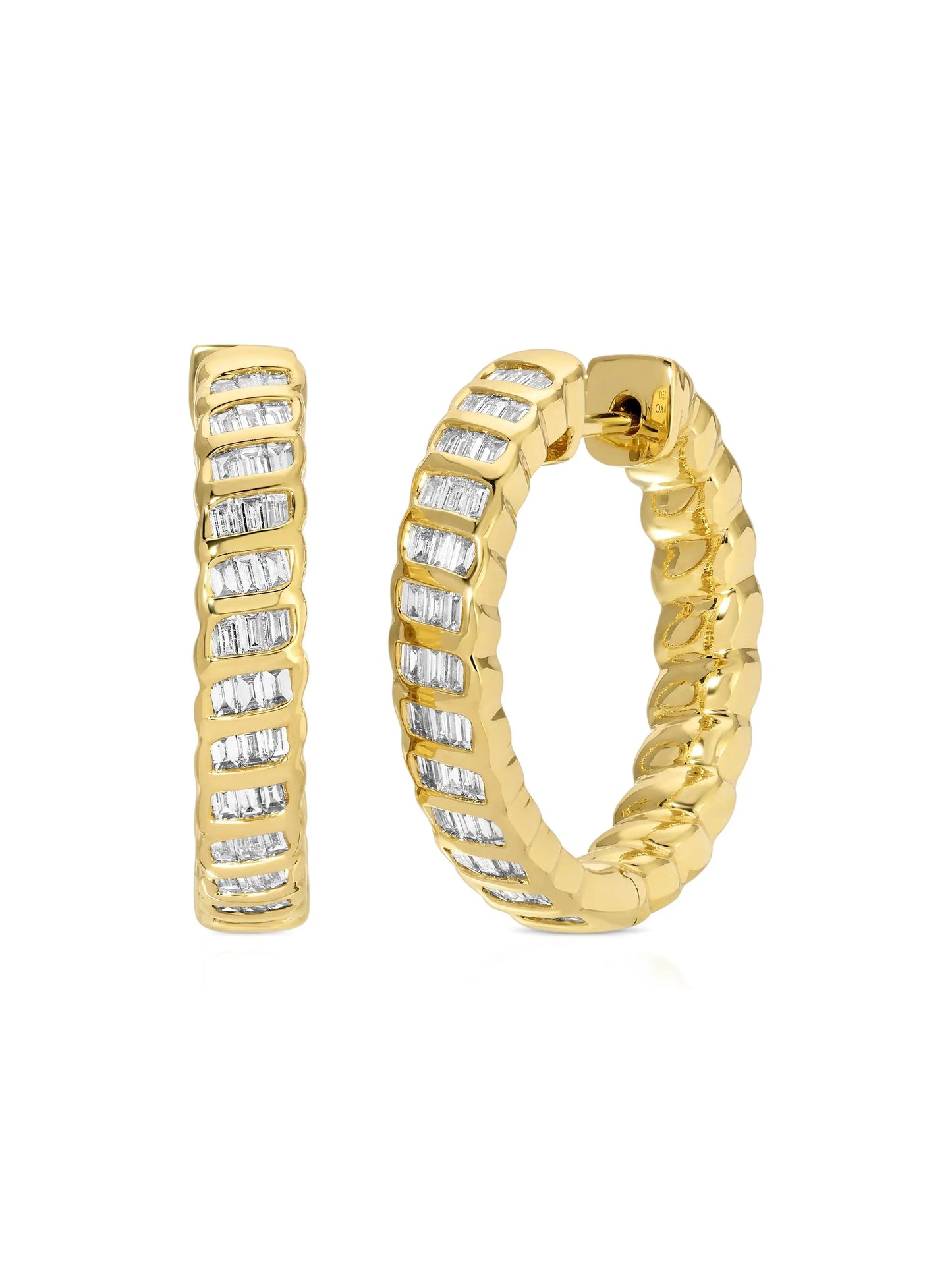 18K yellow gold Zoe diamond hoops