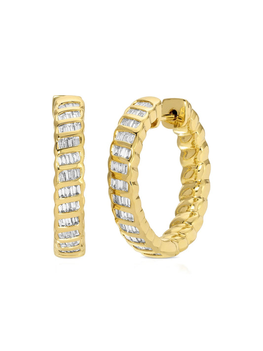 18K yellow gold Zoe diamond hoops