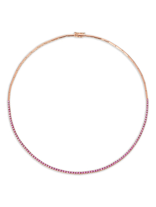18K yellow gold pink sapphire necklace