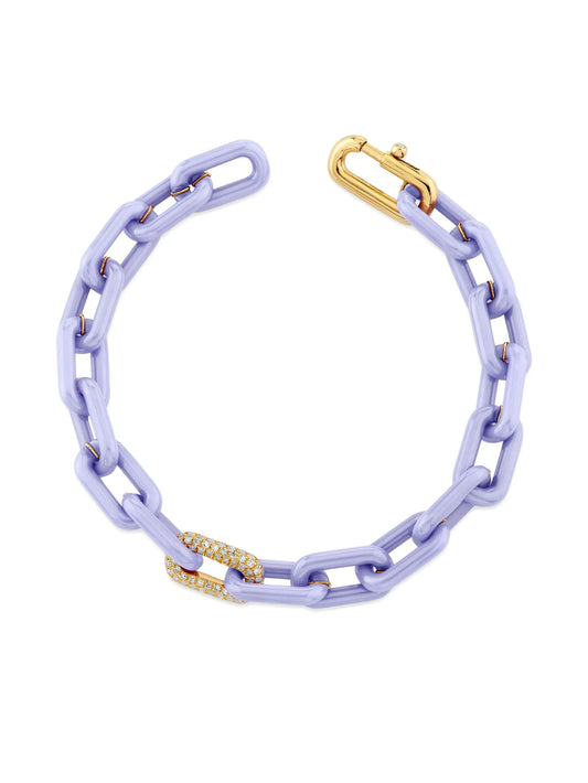 18K yellow gold cable-link diamond bracelet