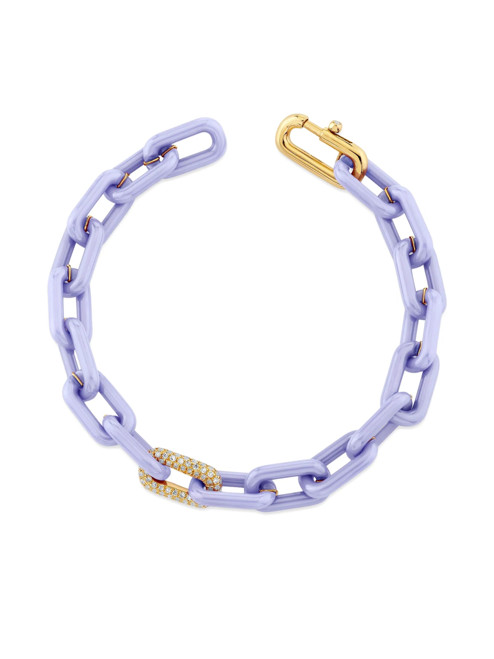 18K yellow gold cable-link diamond bracelet