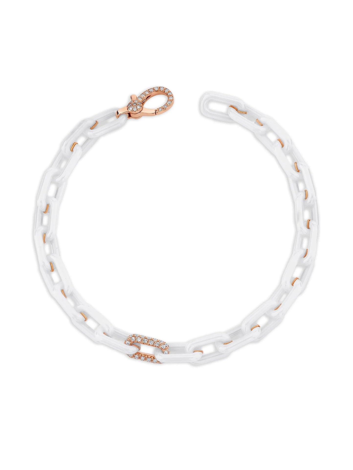18K rose gold mini cable-link diamond bracelet