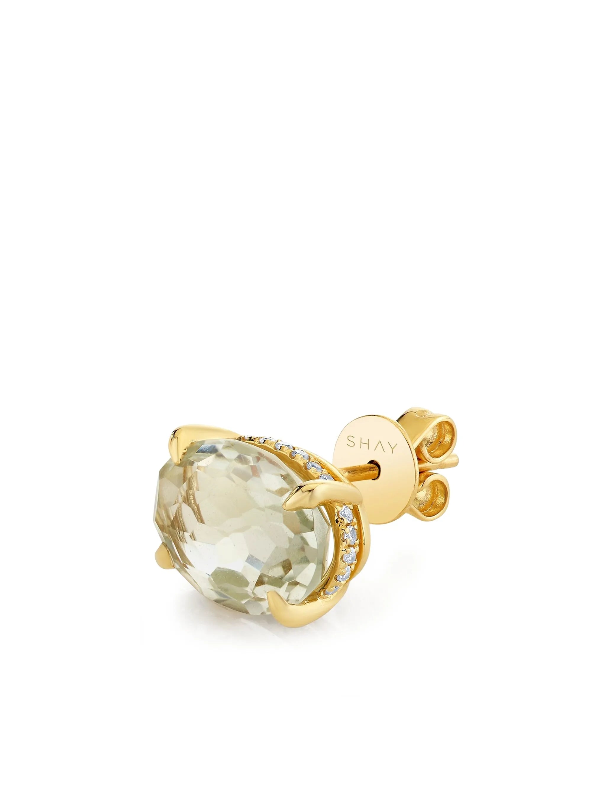 18K yellow gold amethyst and diamond stud earrings