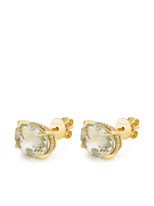 18K yellow gold amethyst and diamond stud earrings
