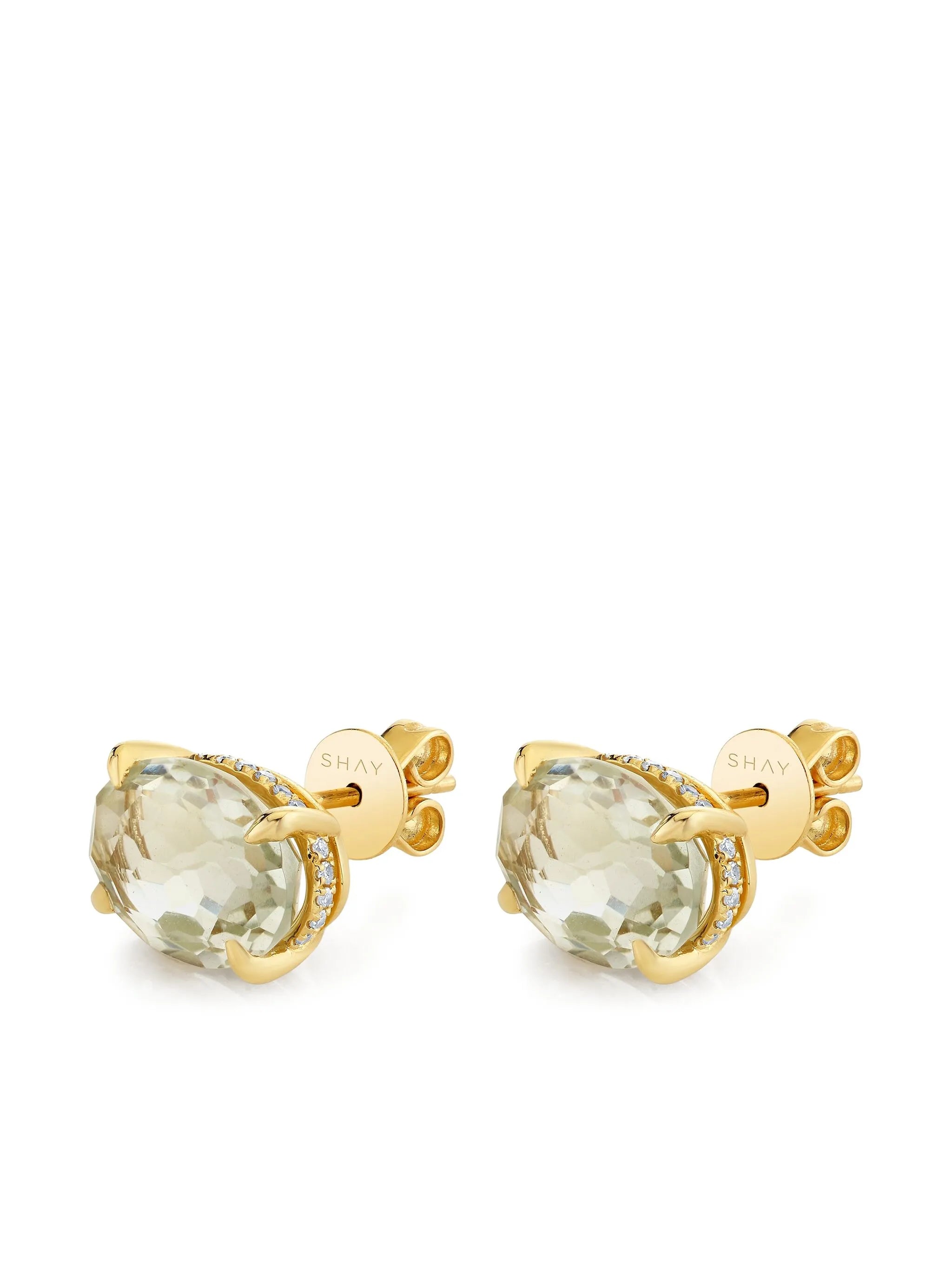 18K yellow gold amethyst and diamond stud earrings