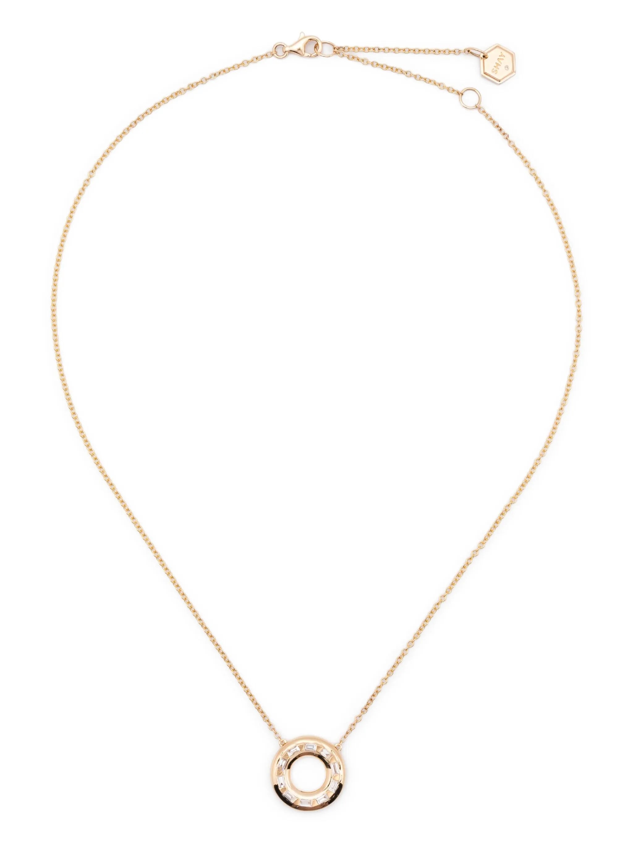 18CT yellow gold diamond and emerald orbit necklace