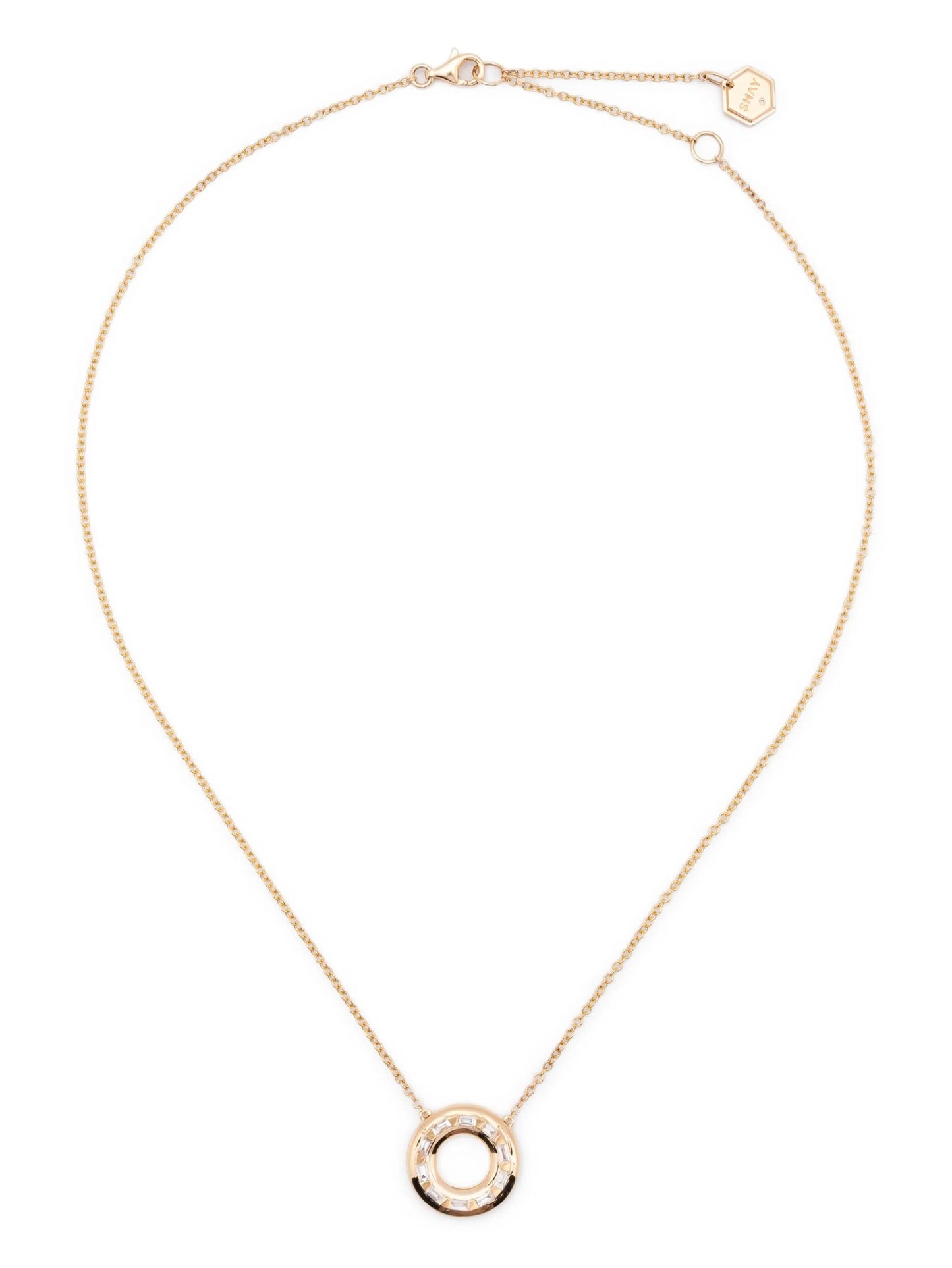 18K yellow gold diamond and emerald orbit necklace