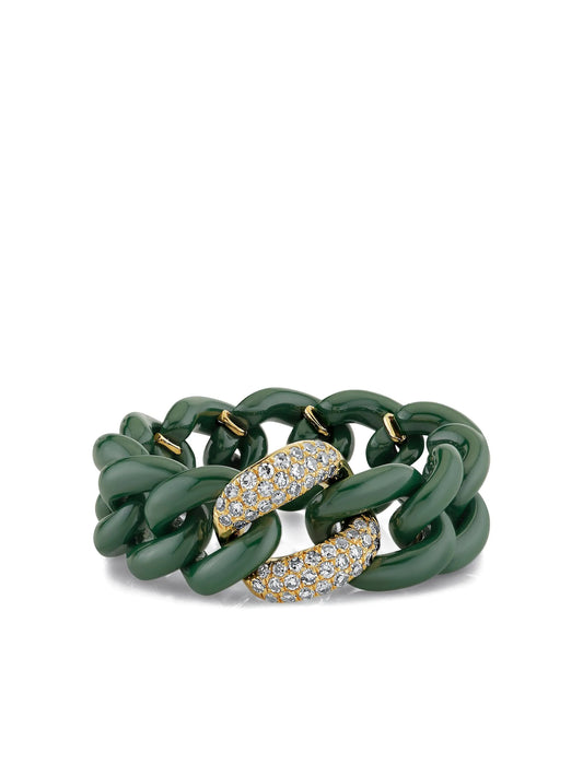 18K yellow gold medium link diamond ring