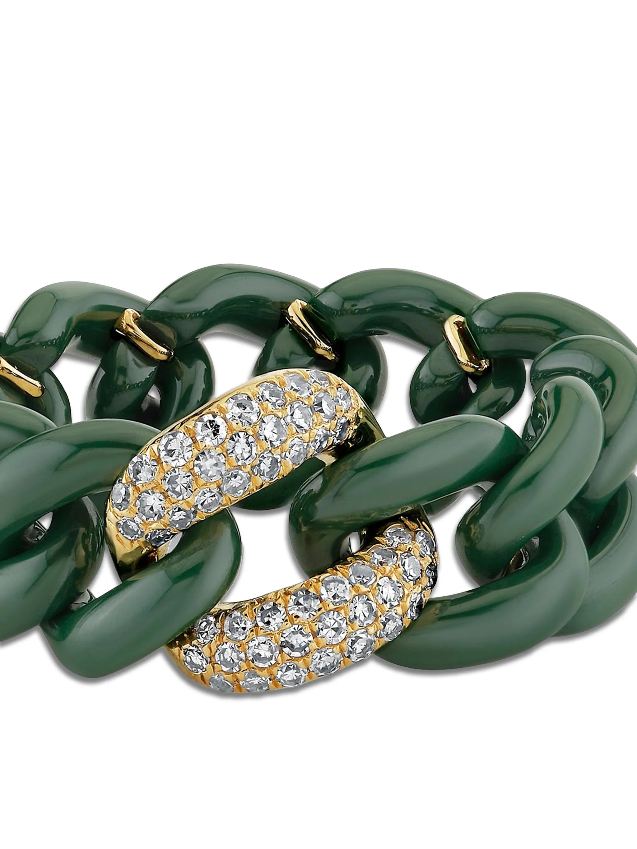 18K yellow gold medium link diamond ring