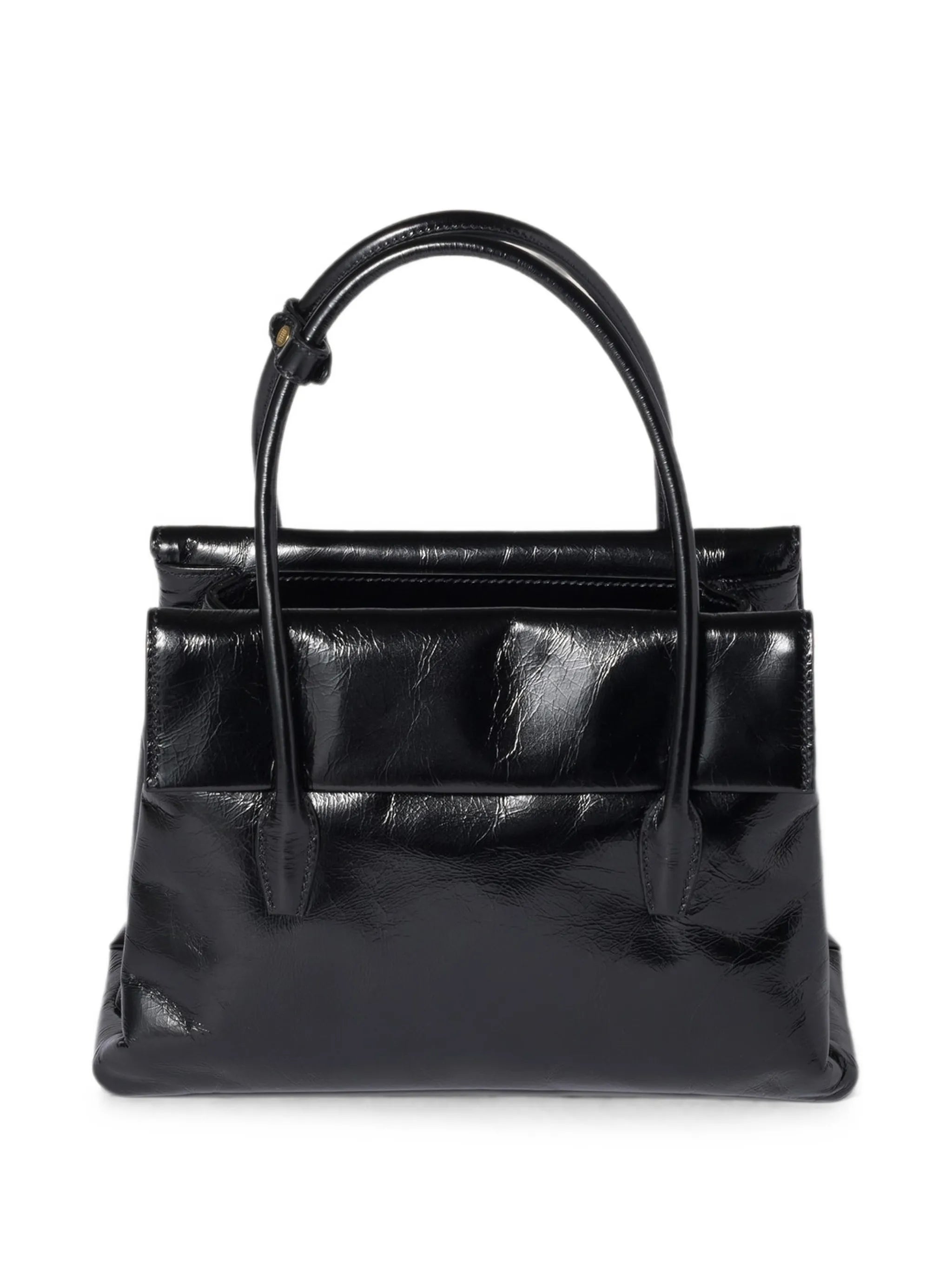 shiny leather handbag