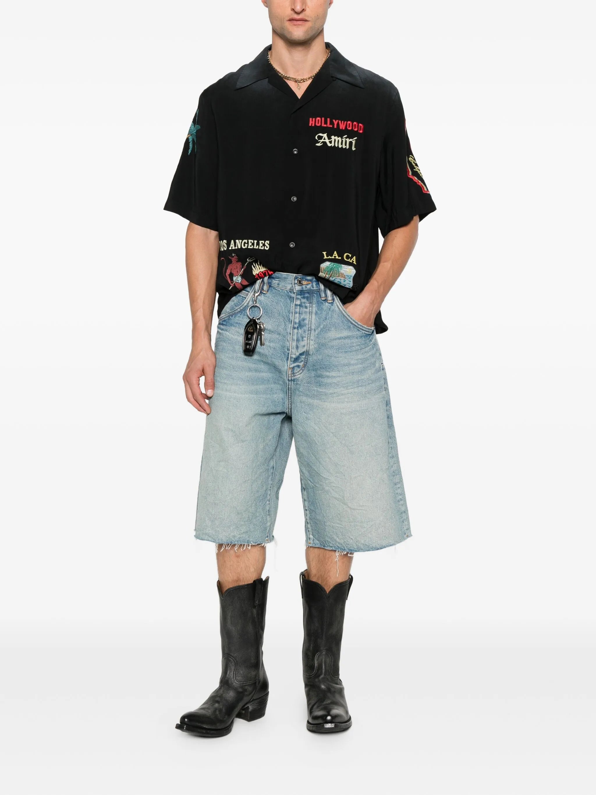 embroidered-details short-sleeve shirt
