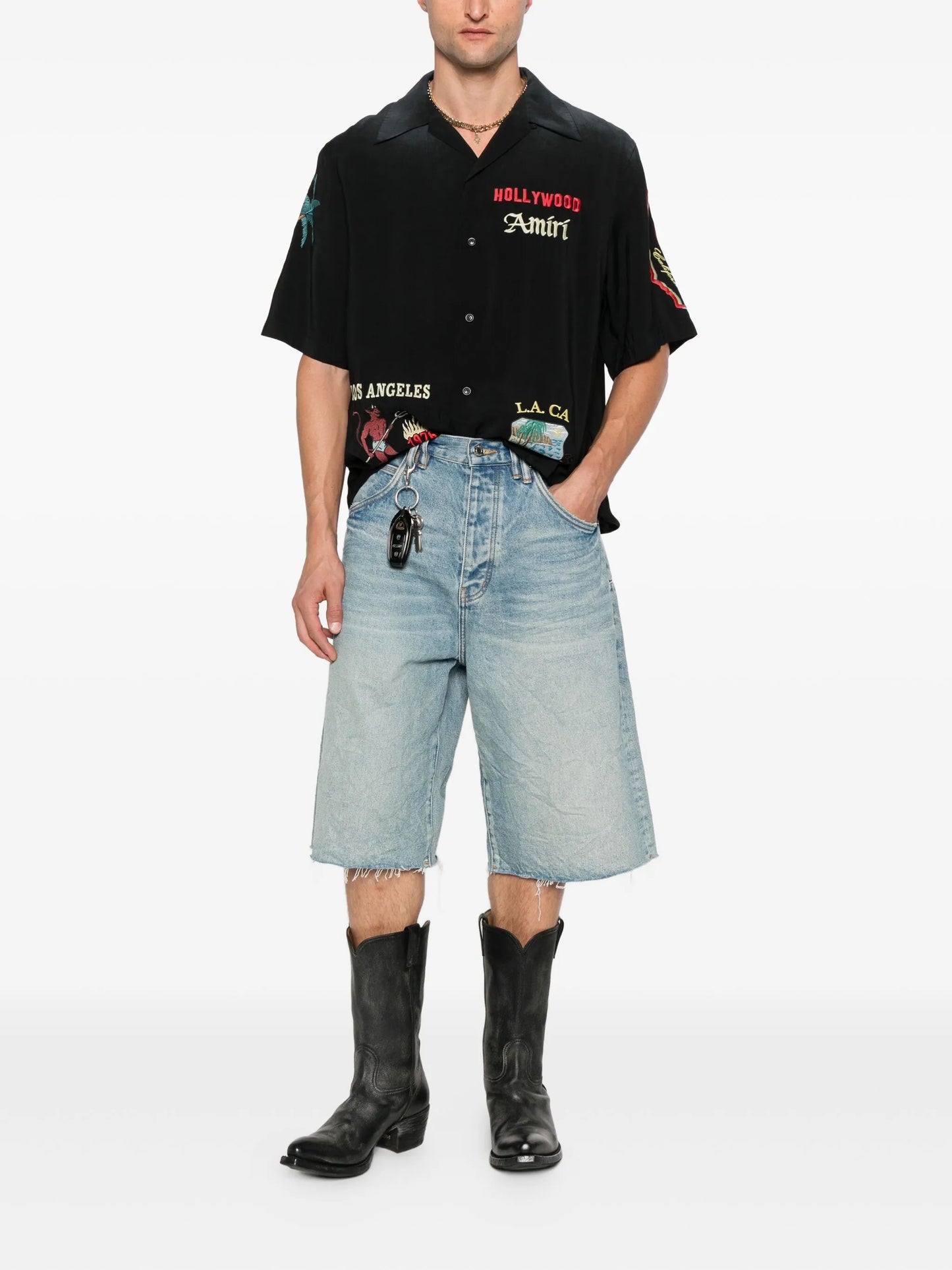 embroidered-details short-sleeve shirt