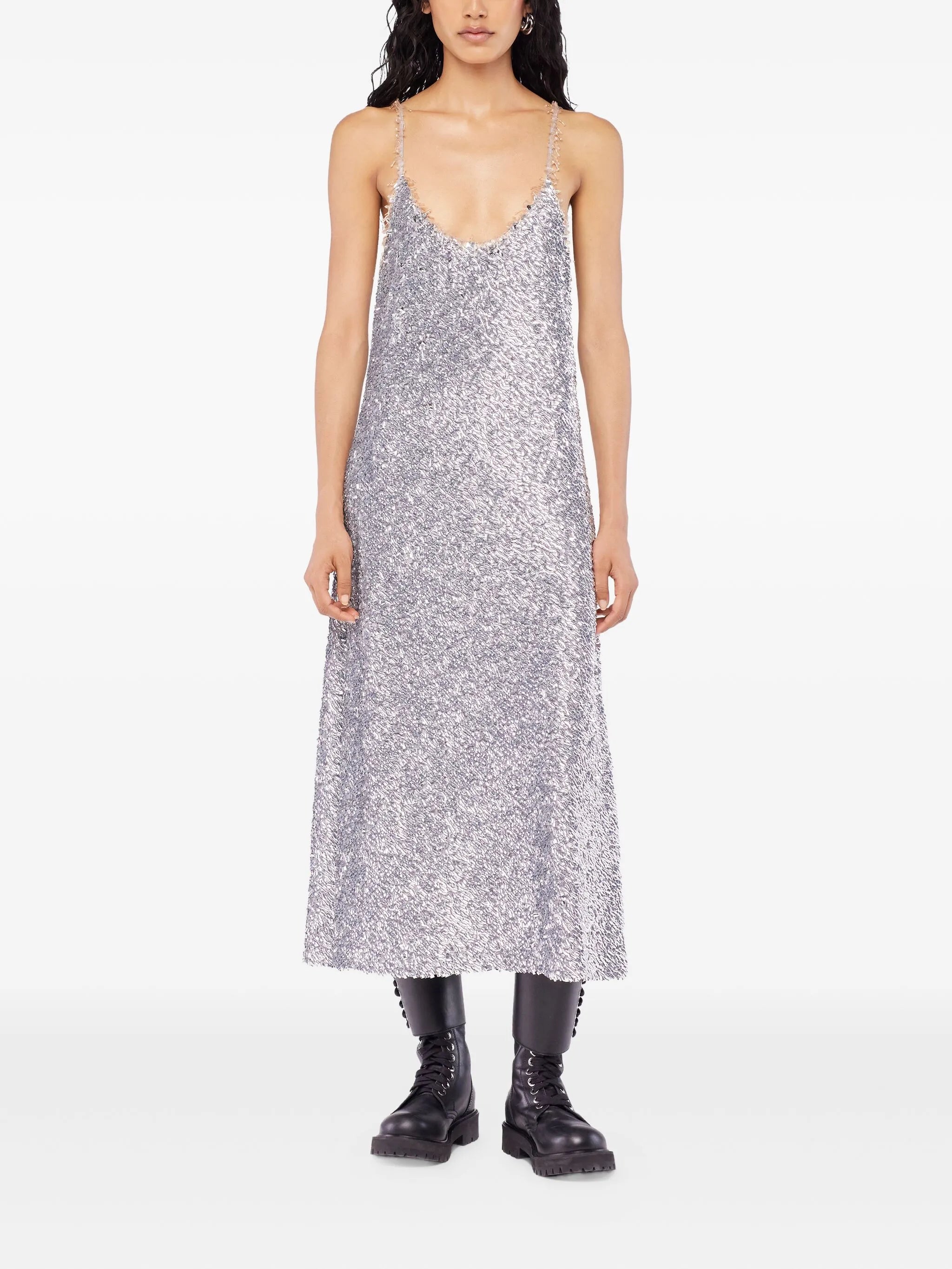 sequin-embellished slip midi dress