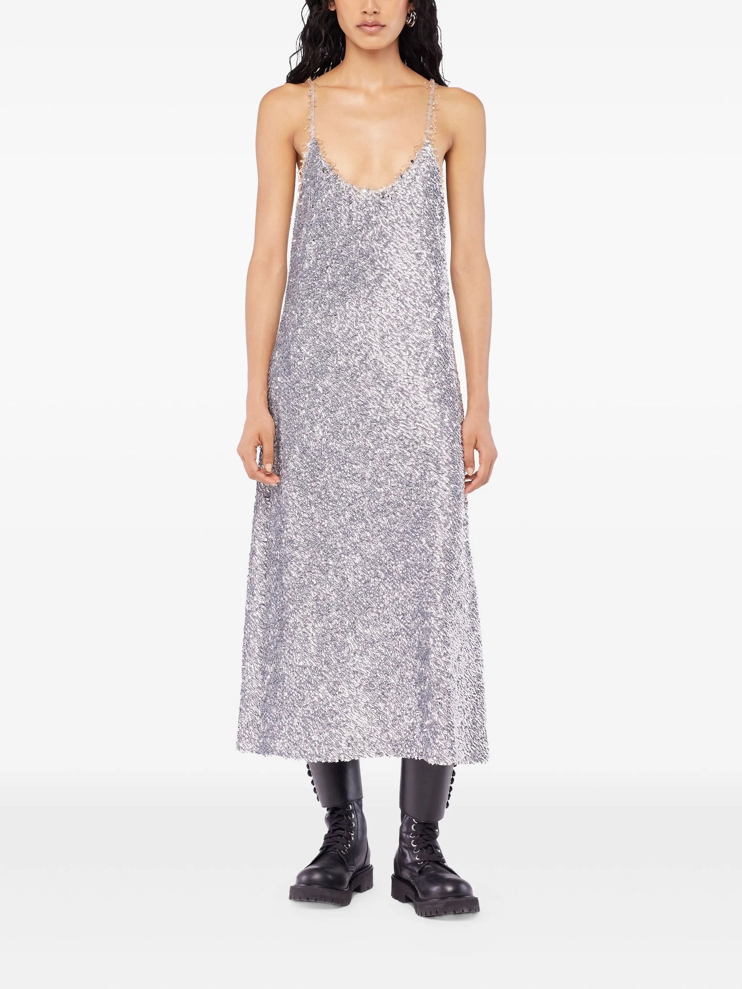 sequin-embellished slip midi dress