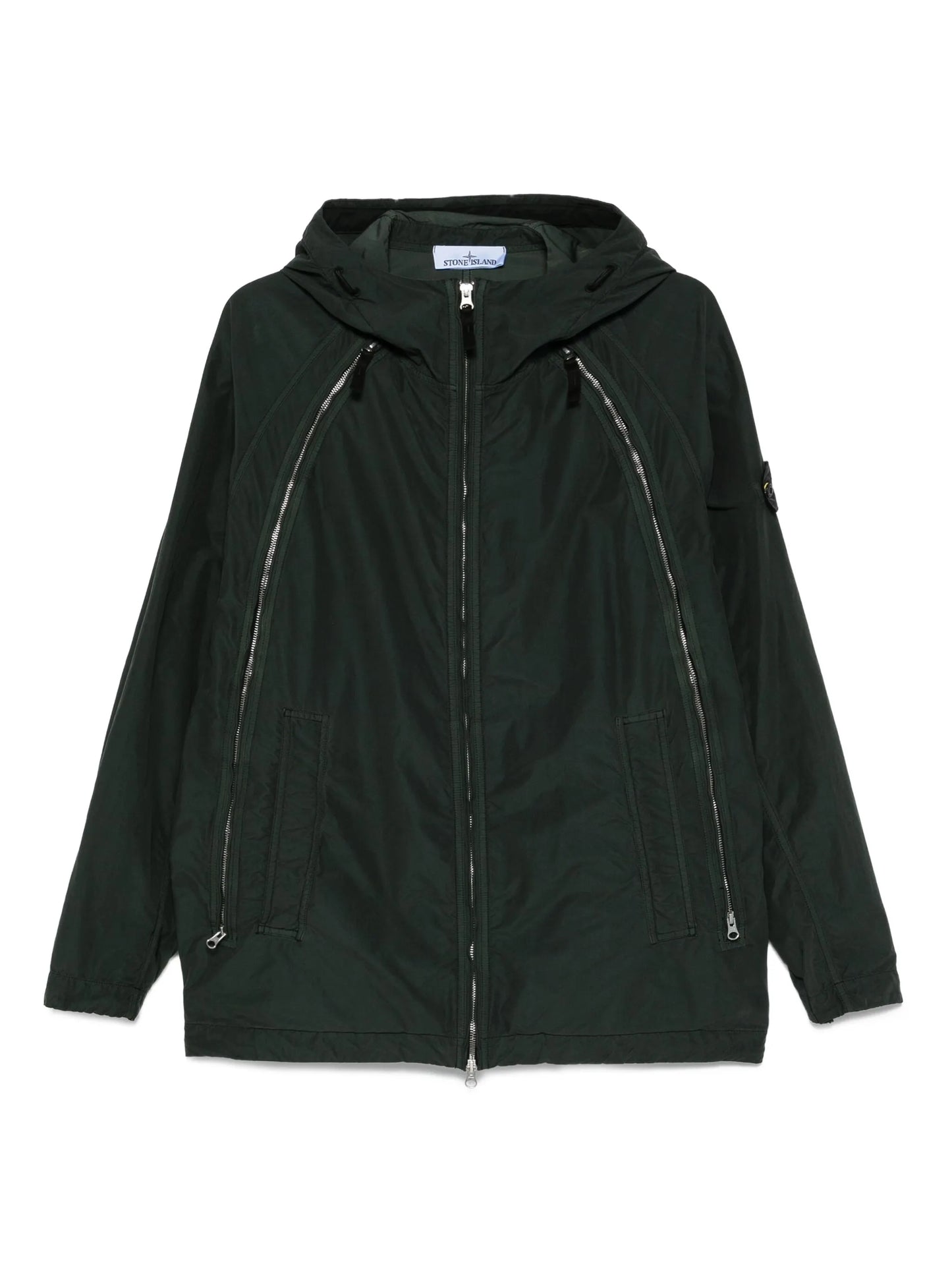 zip-fastening hooded jacket