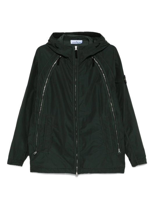 zip-fastening hooded jacket