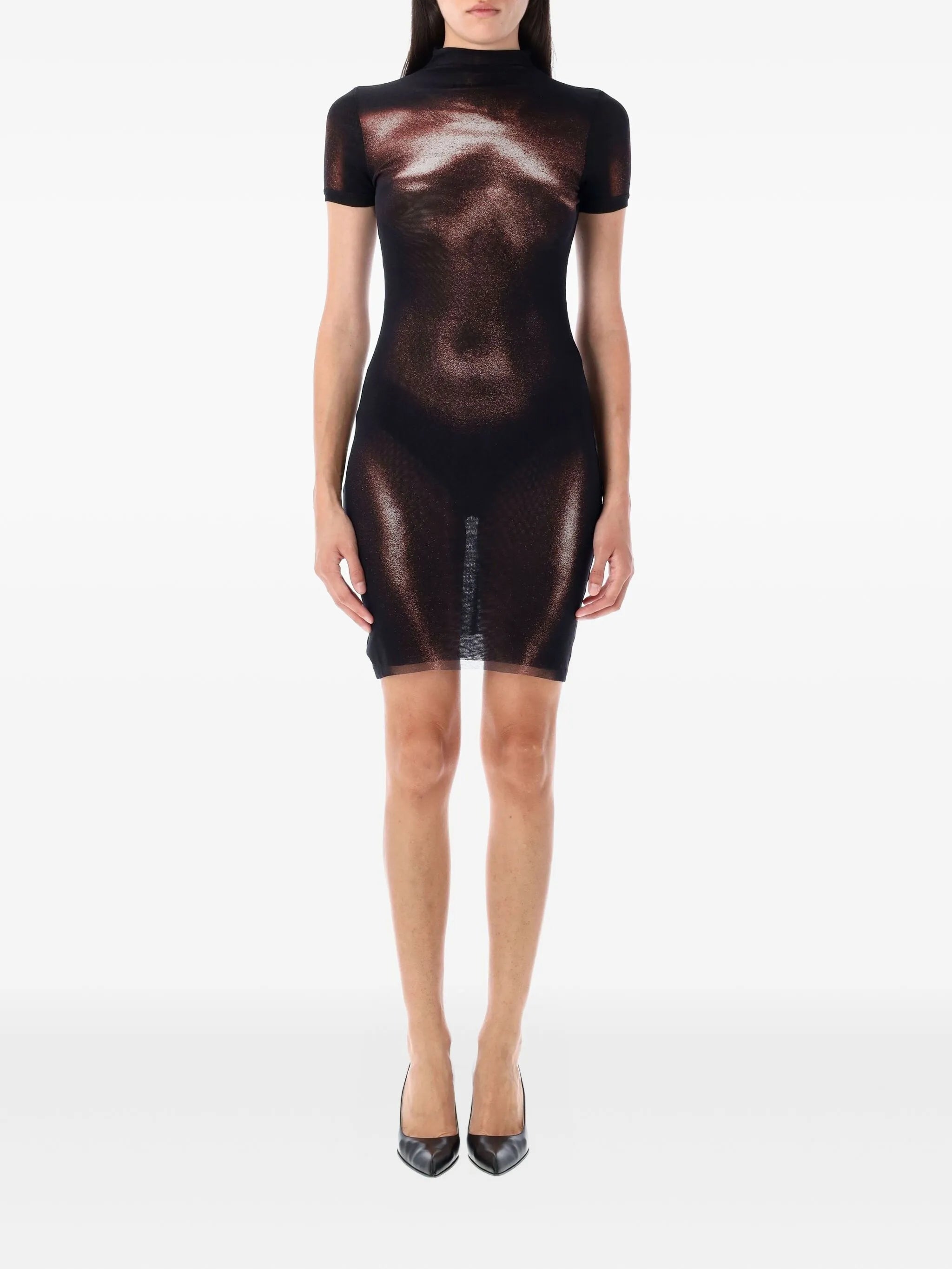mesh body-print mini dress