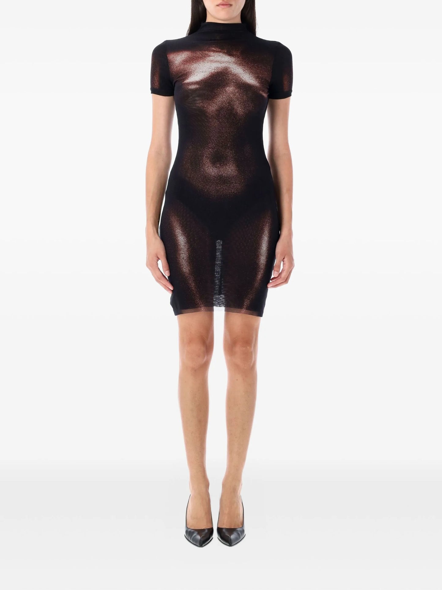 mesh body-print mini dress