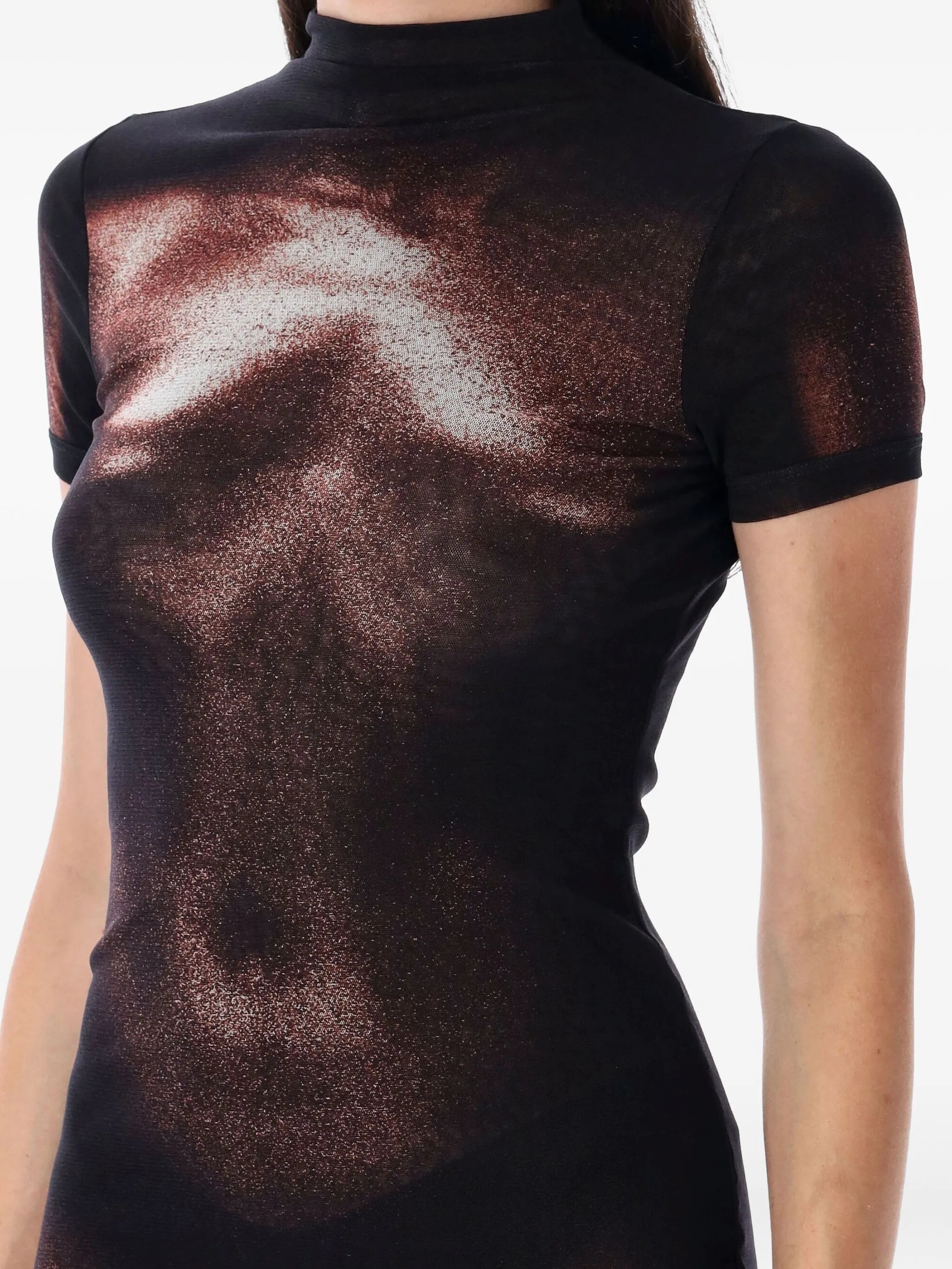 mesh body-print mini dress