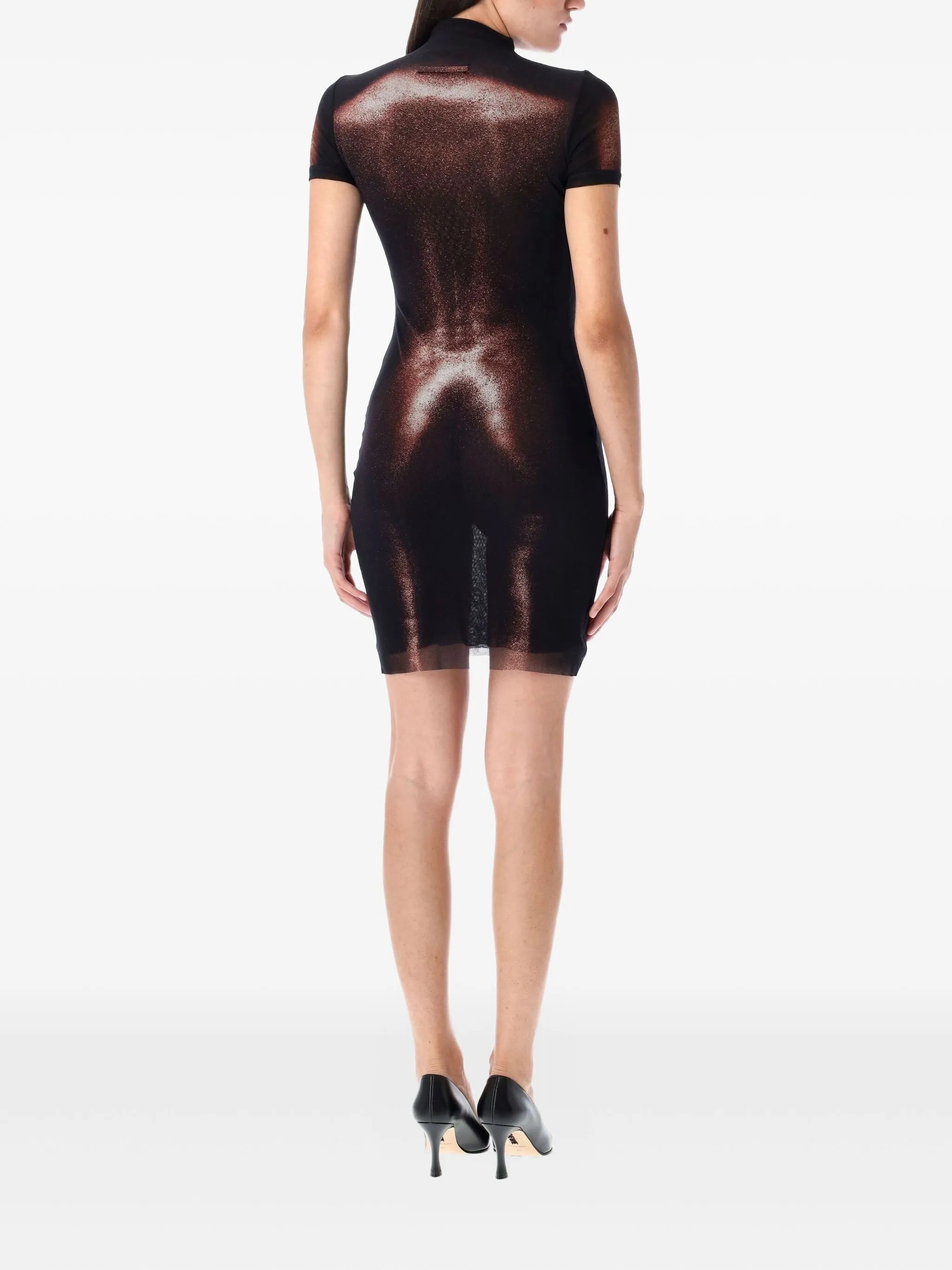mesh body-print mini dress