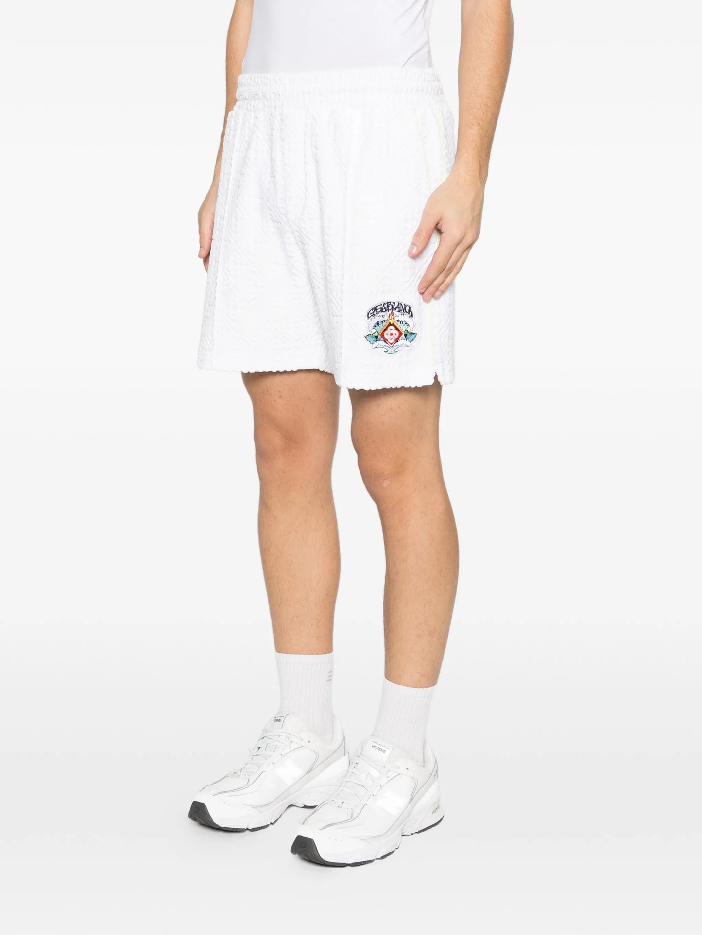 towelling monogram shorts