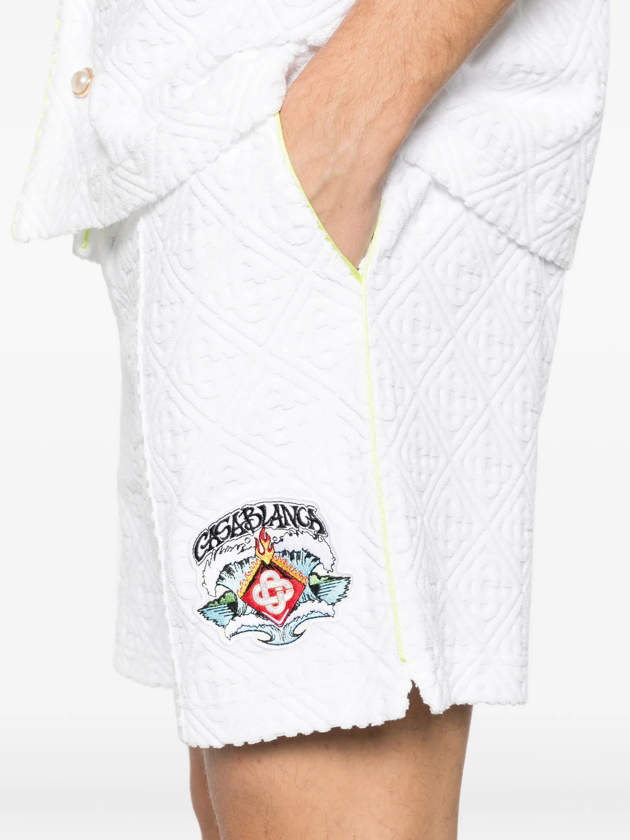 towelling monogram shorts