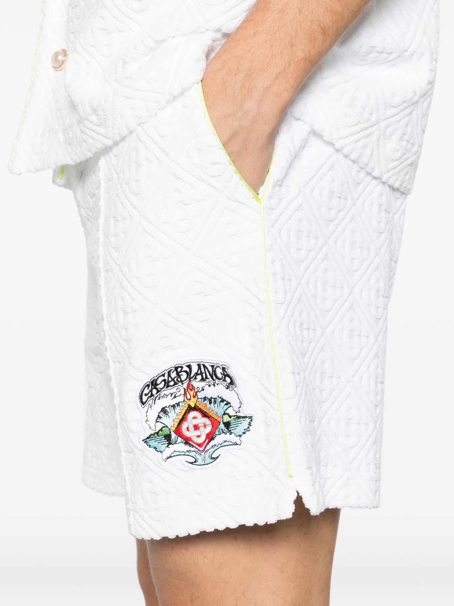 towelling monogram shorts