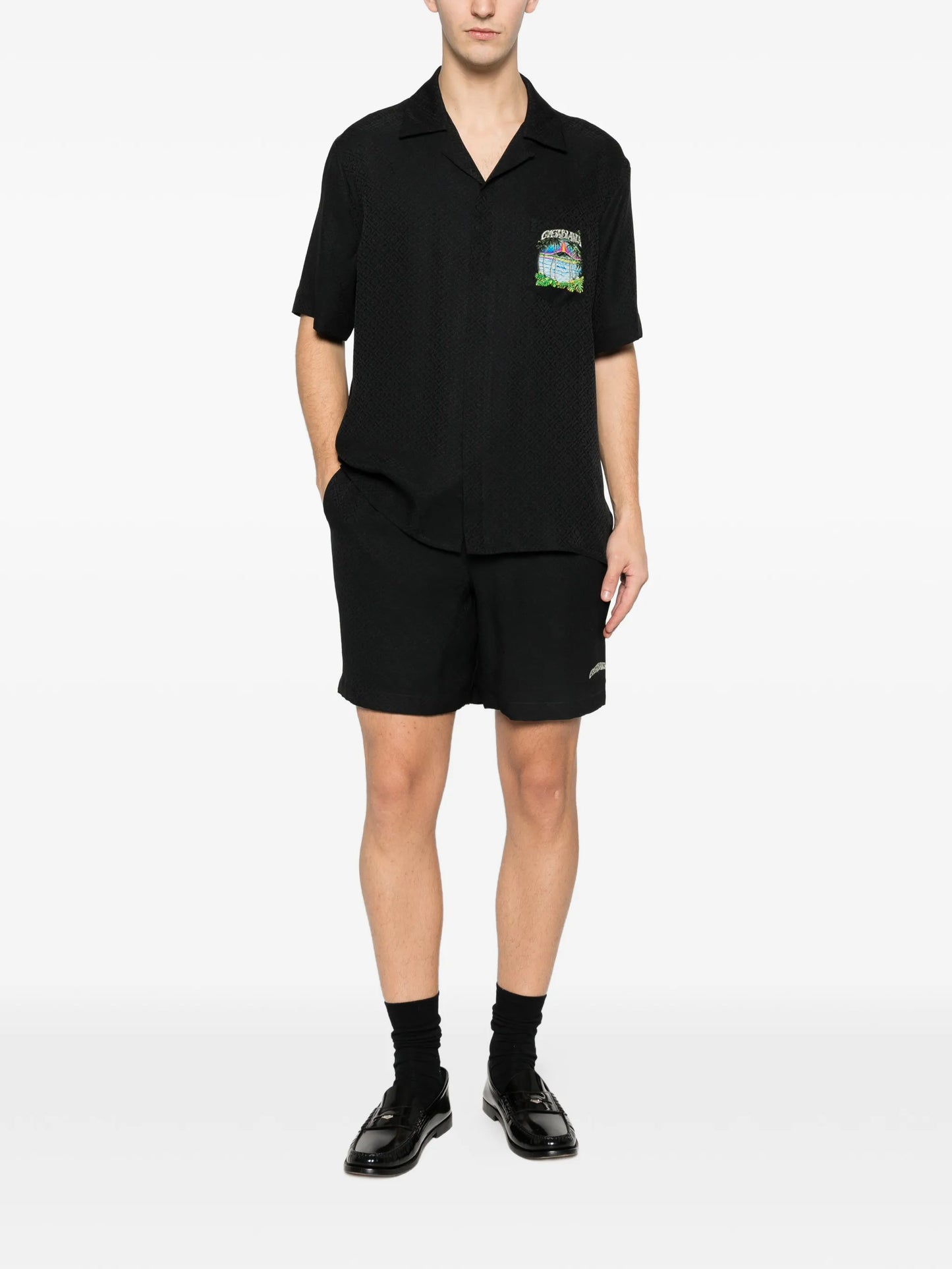 logo-print silk shorts