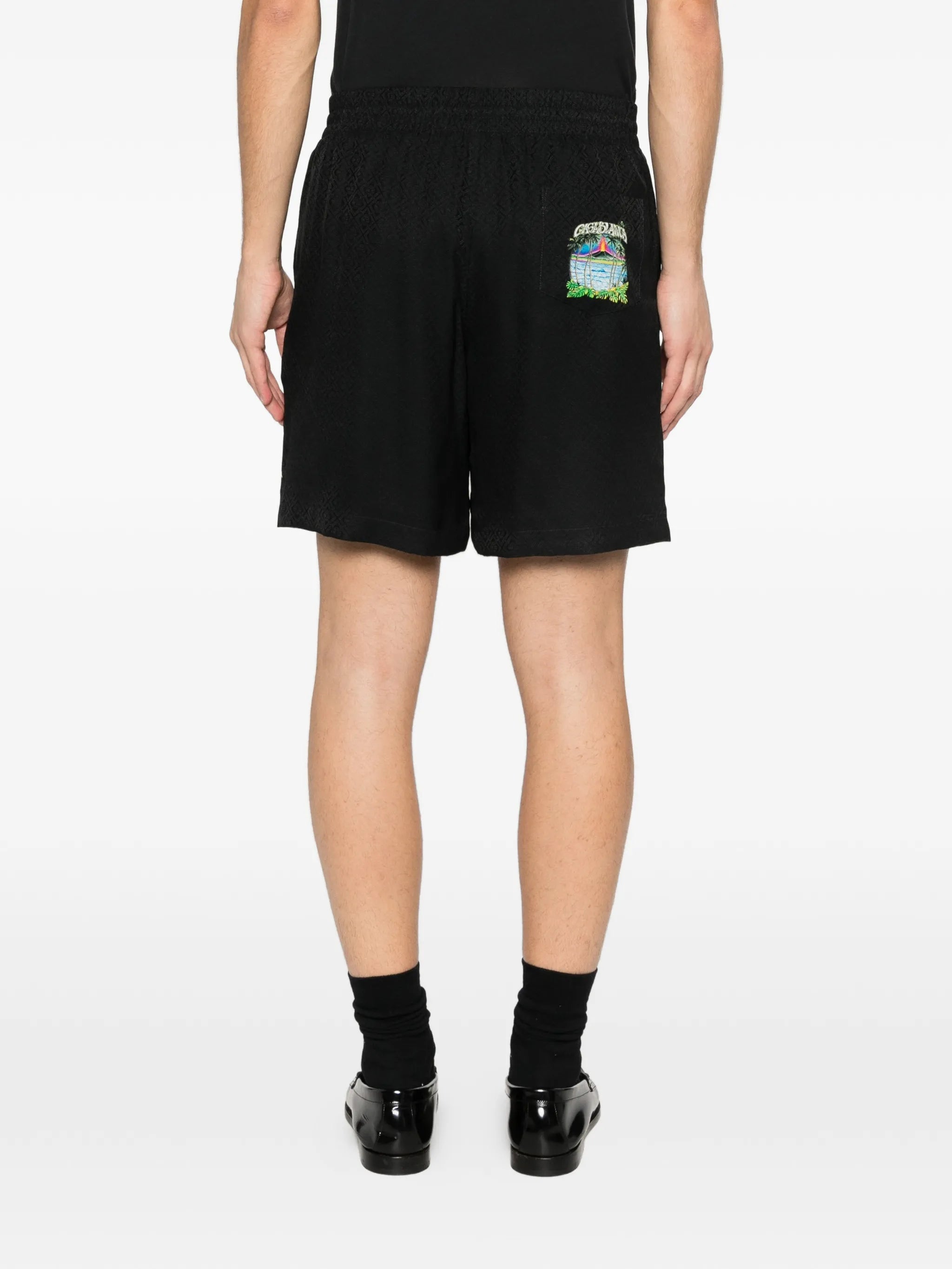 logo-print silk shorts