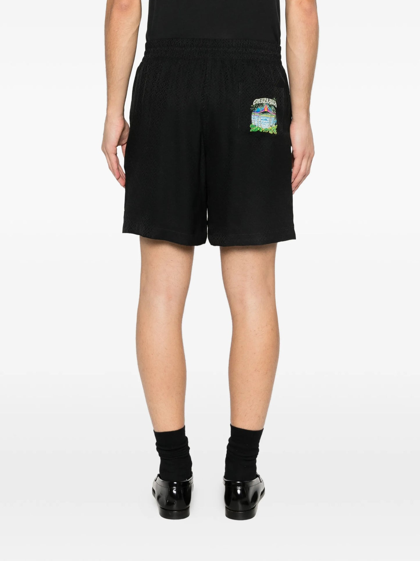logo-print silk shorts