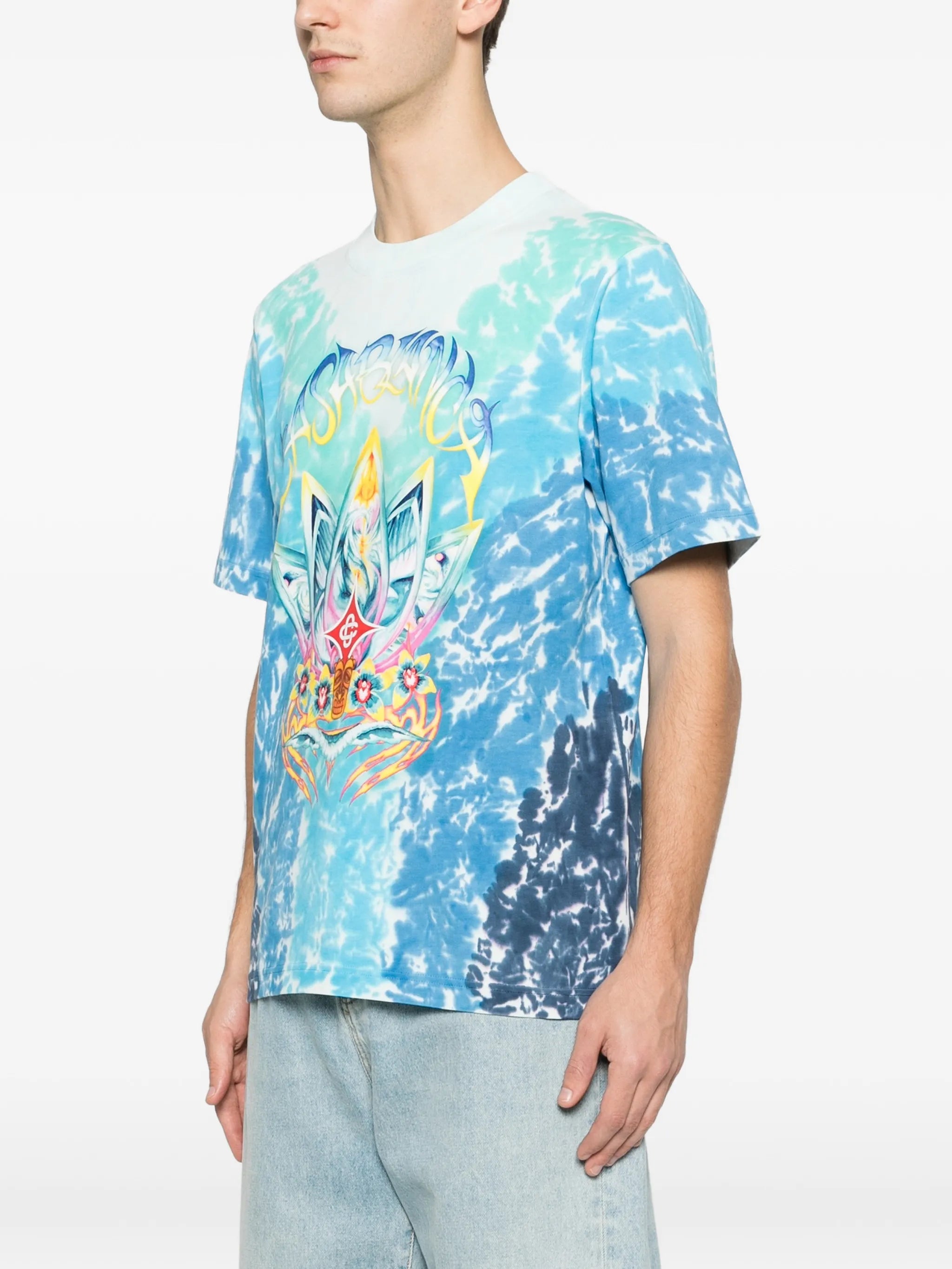 lotus-print T-shirt