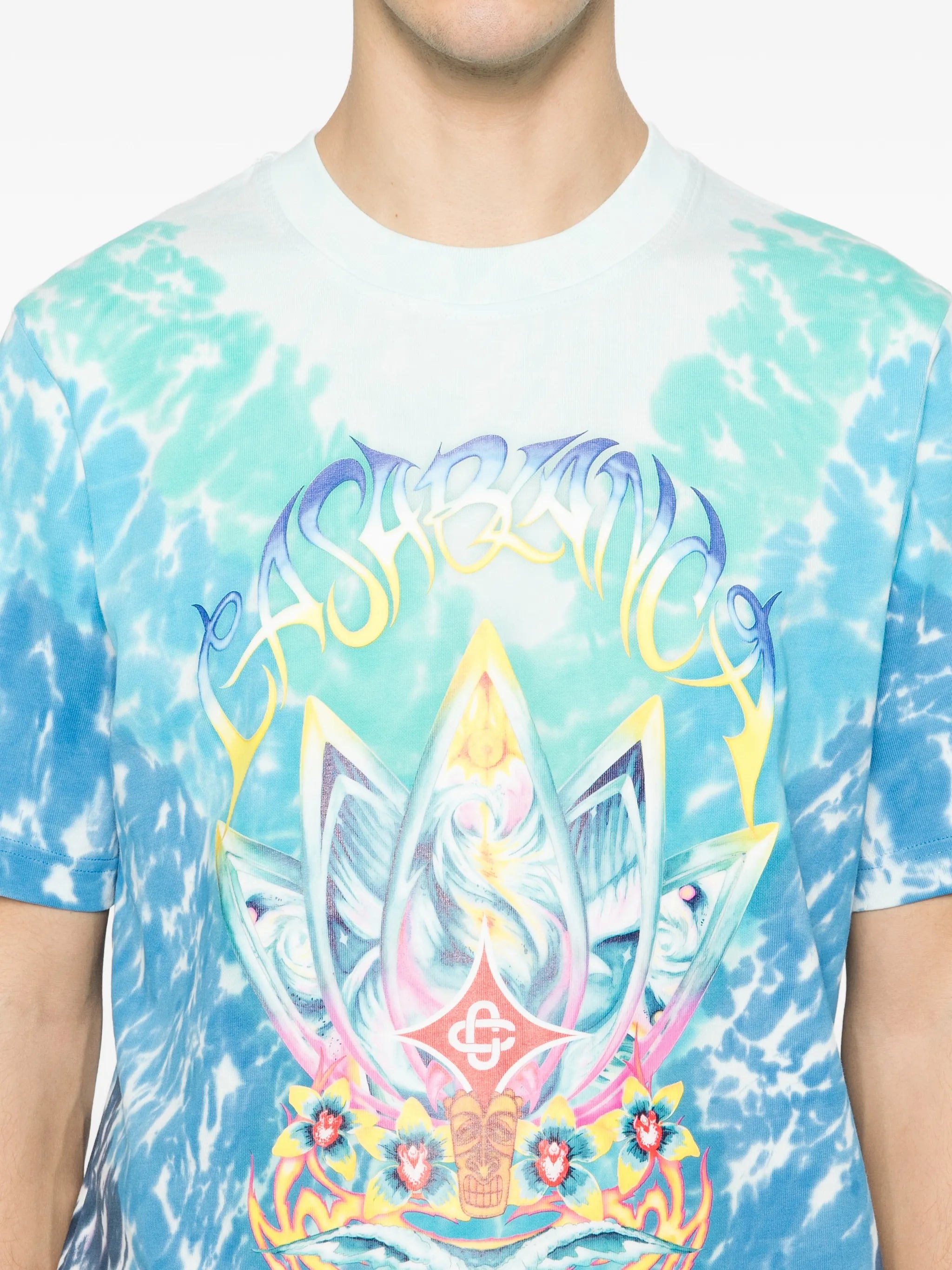 lotus-print T-shirt