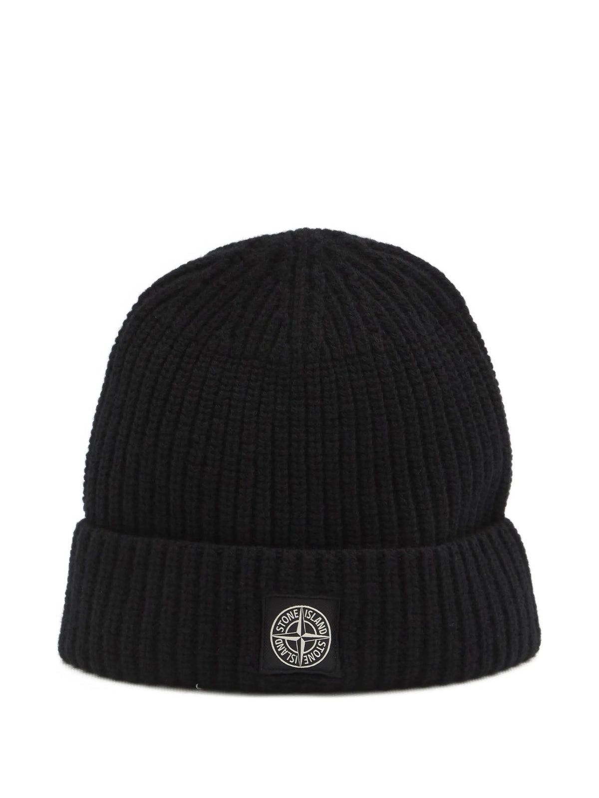 logo-patch ribbed-knit beanie hat