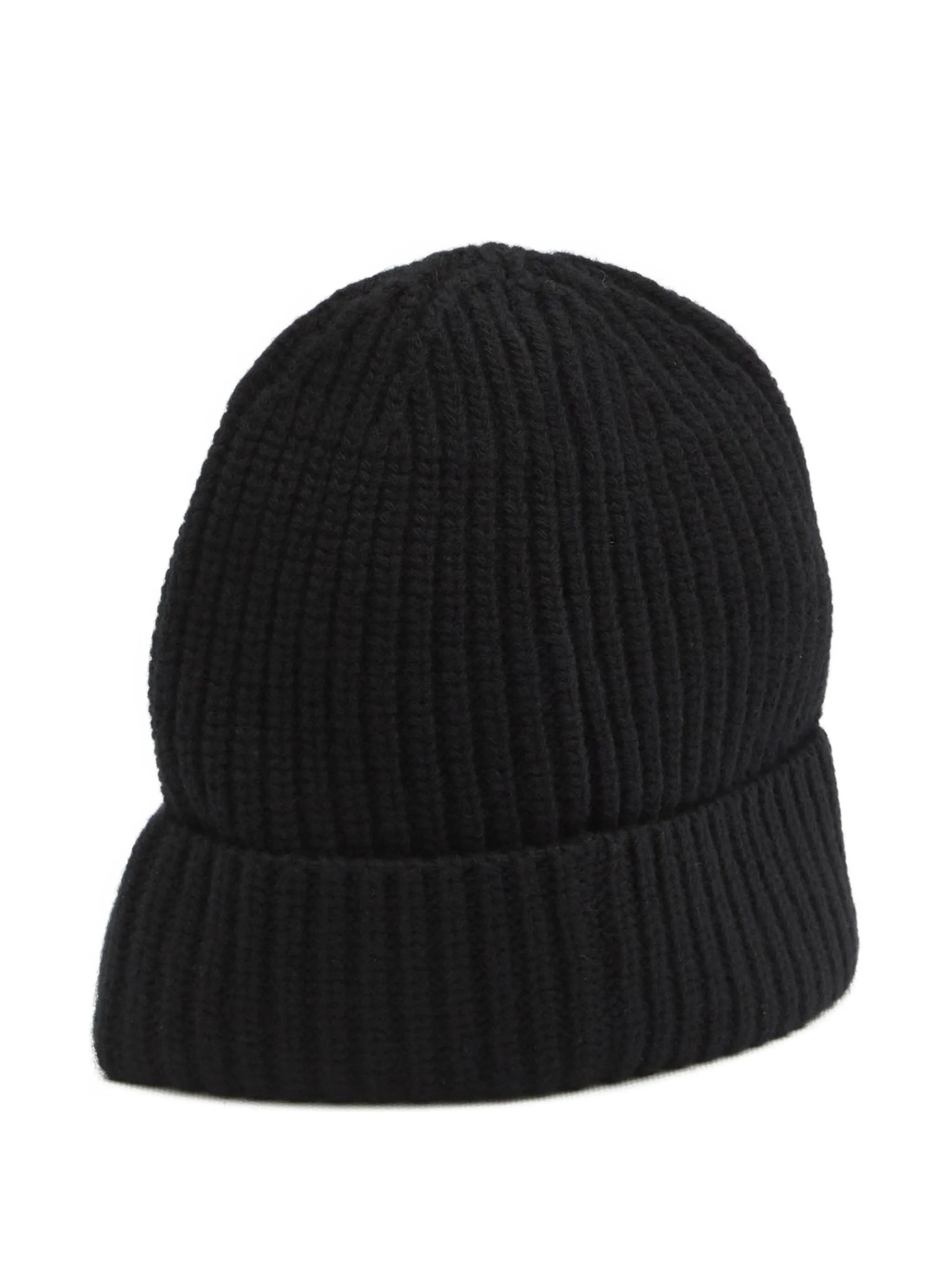 logo-patch ribbed-knit beanie hat