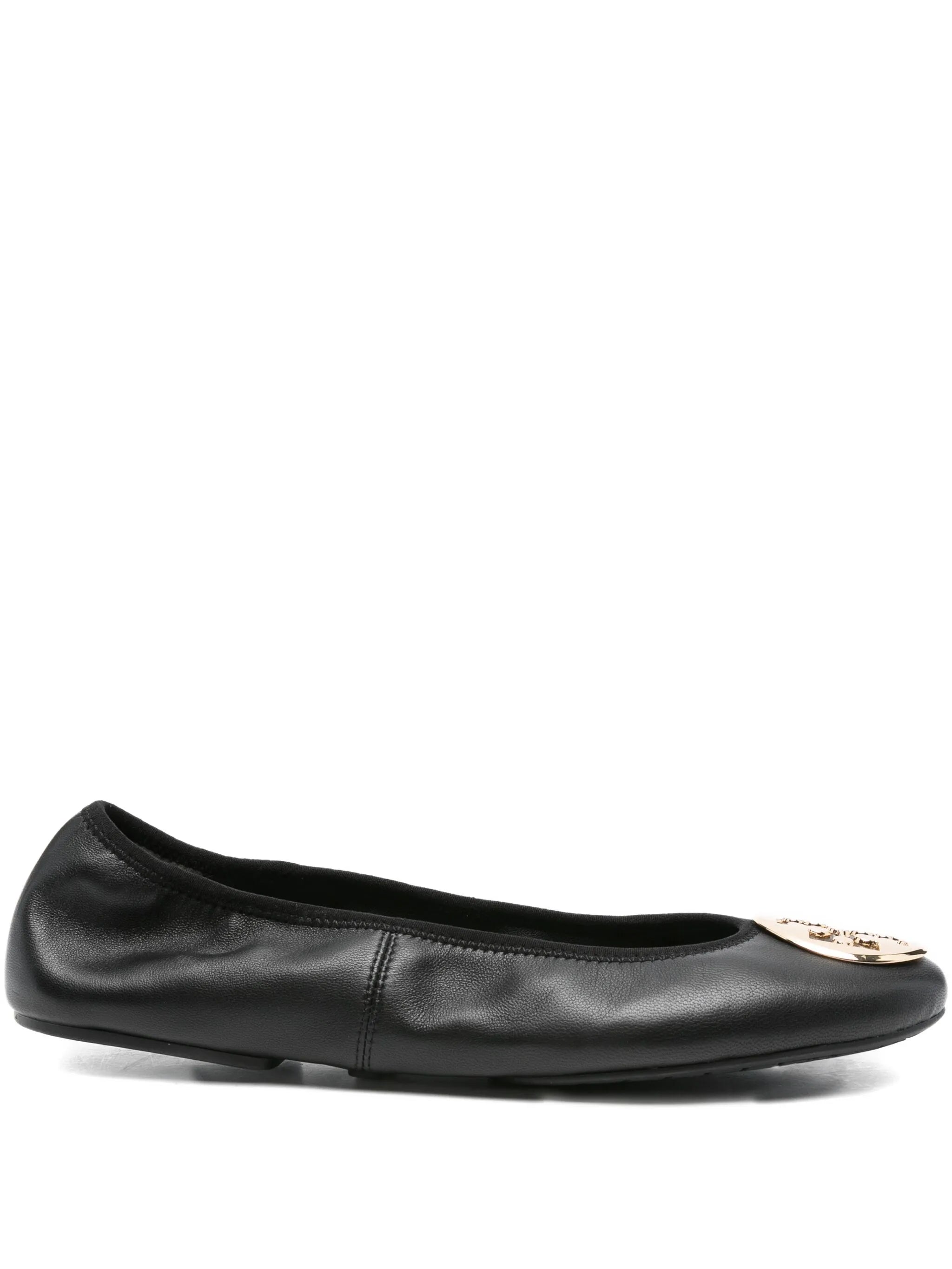 logo-plaque leather ballet flats