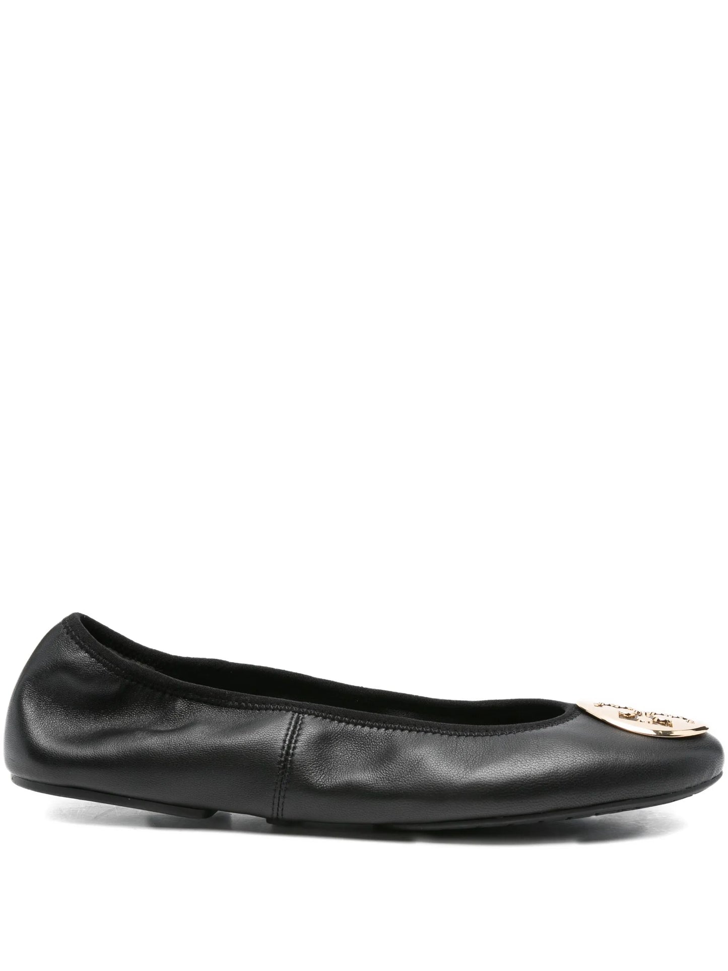 logo-plaque leather ballet flats