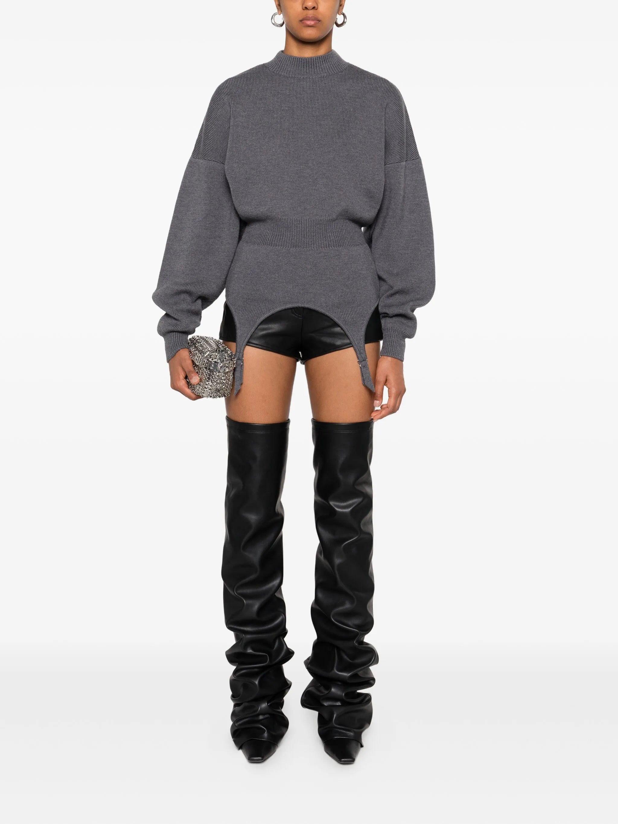 mock-neck long-sleeve pullover