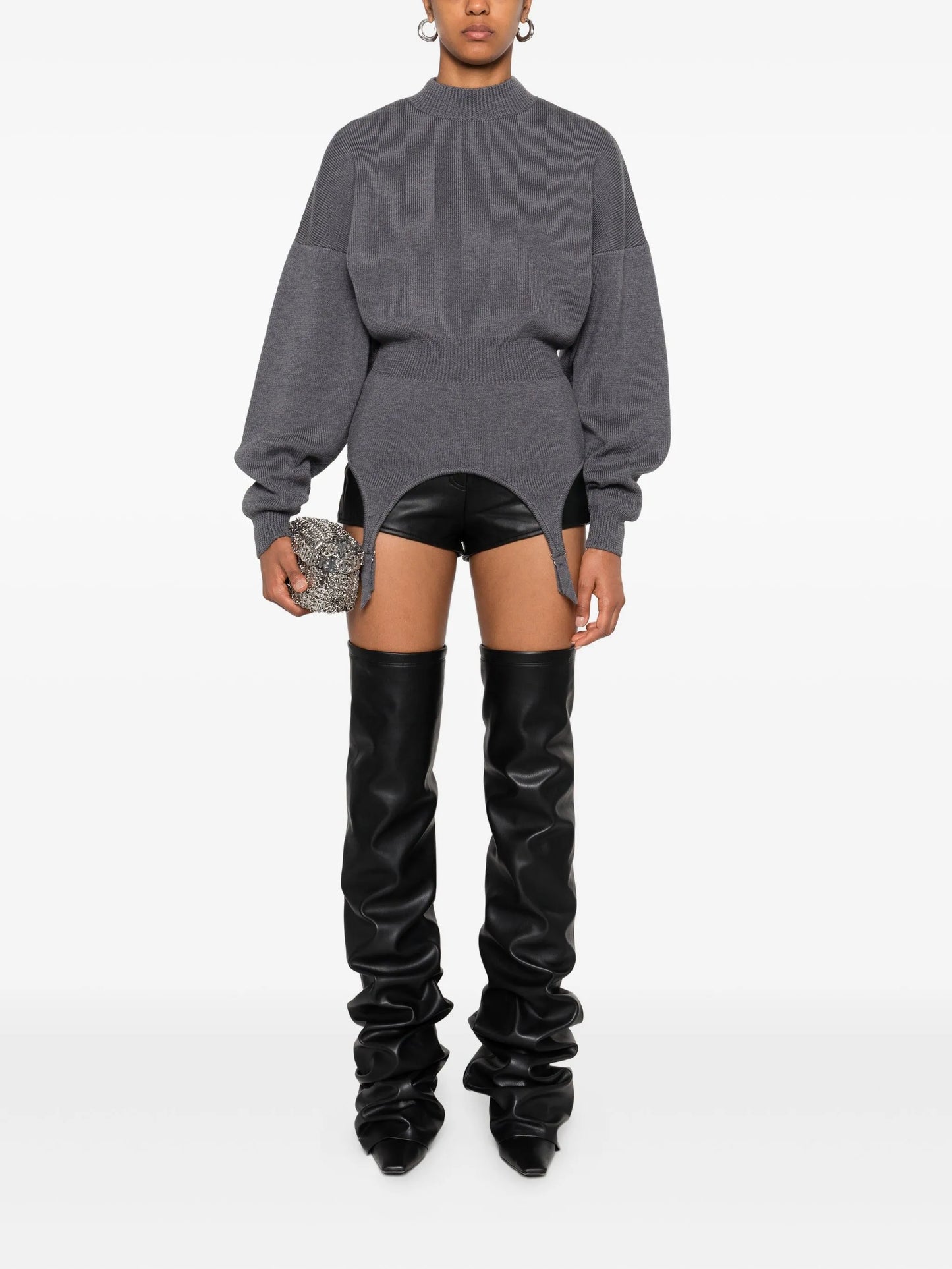 mock-neck long-sleeve pullover