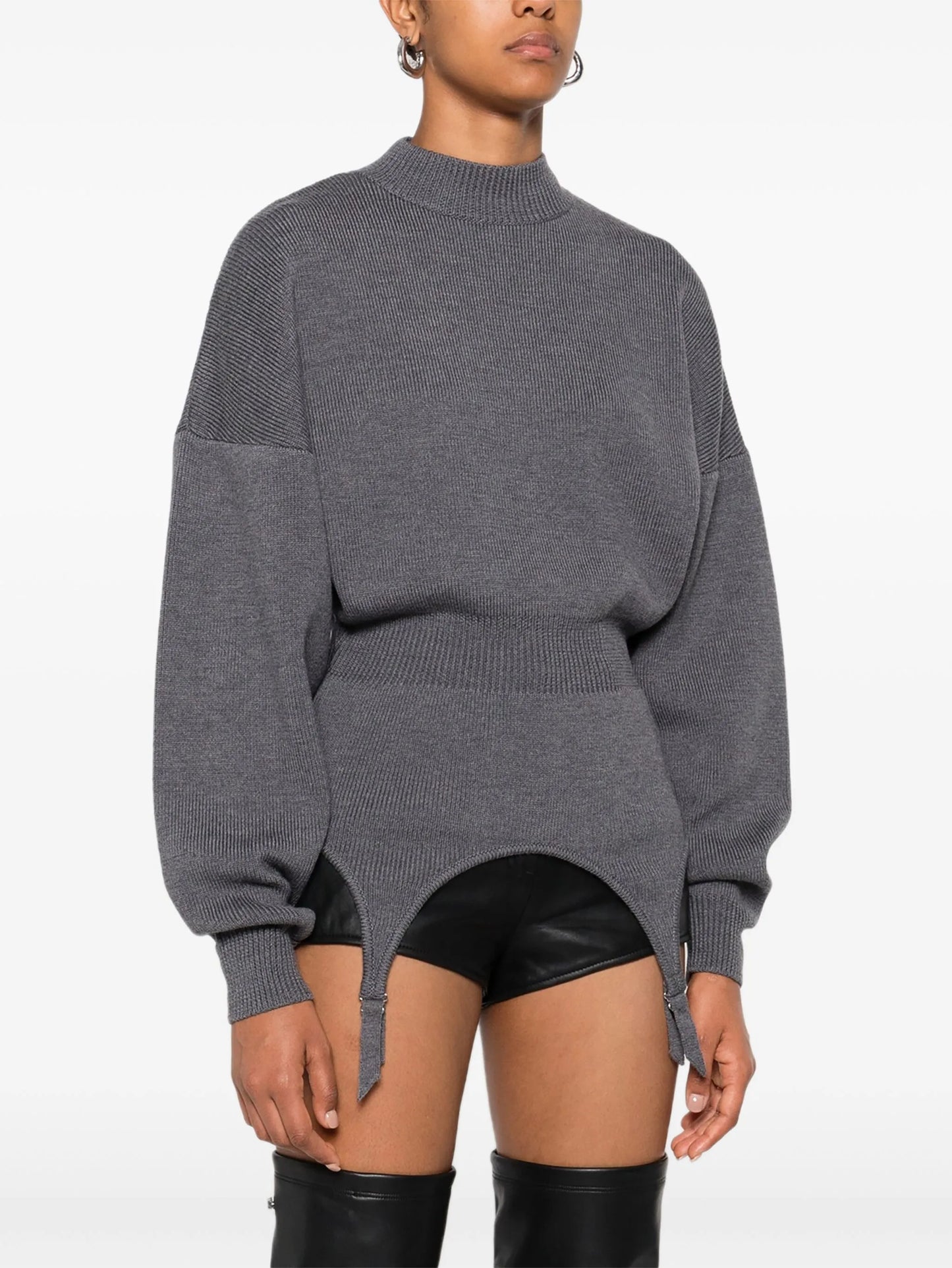 mock-neck long-sleeve pullover