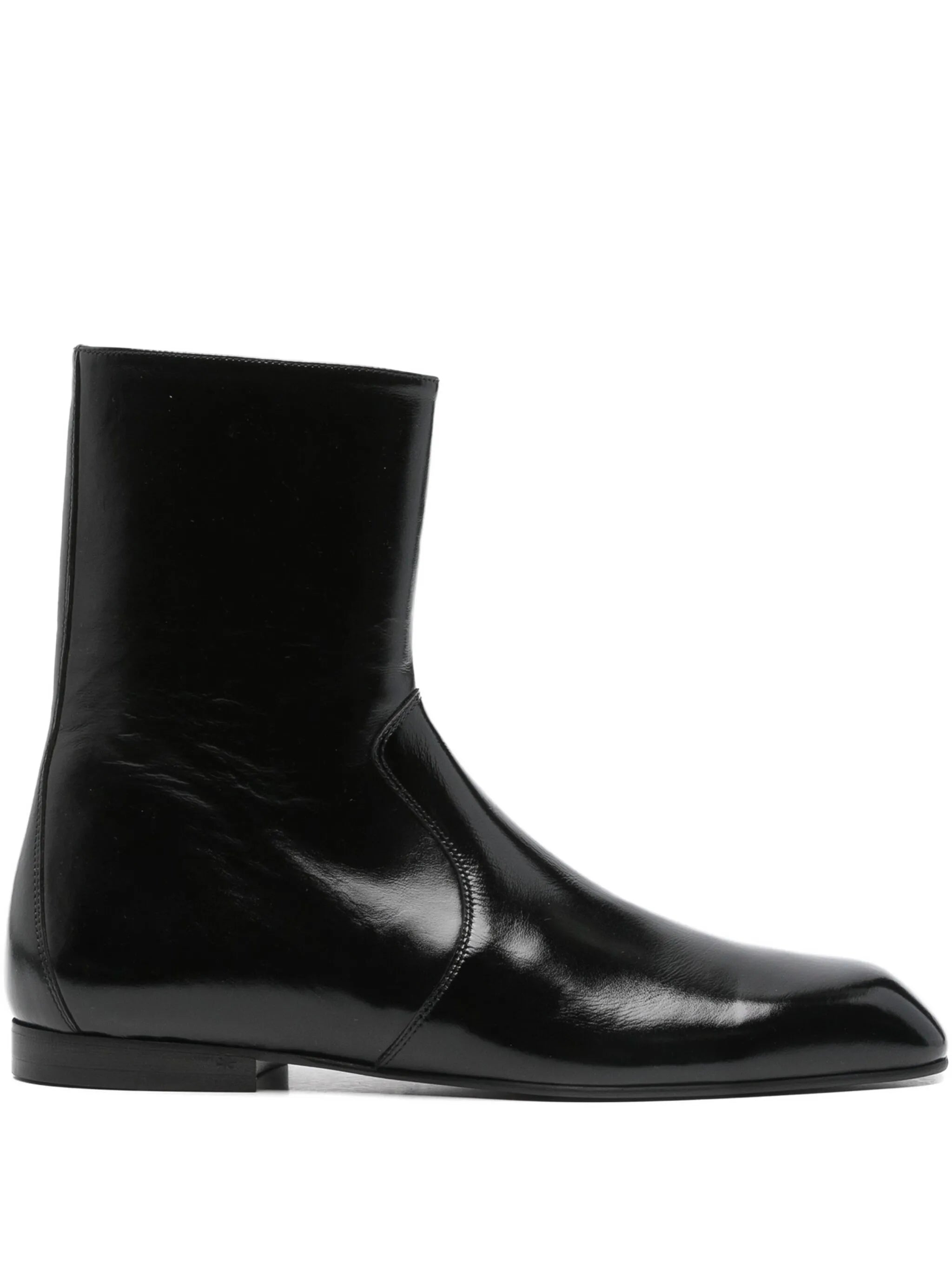 leather zip boots