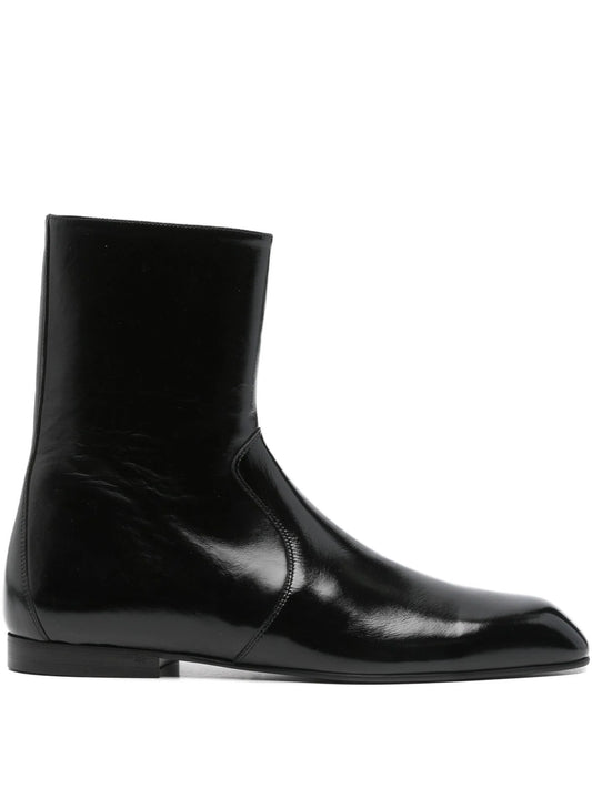 leather zip boots