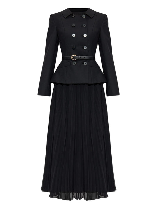 belted double-breasted midi dress