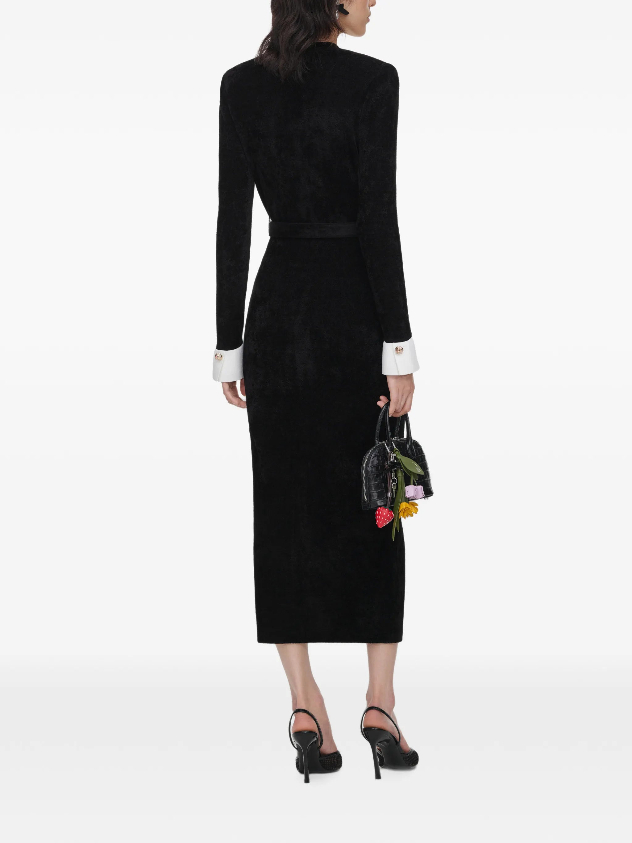 belted double-breasted midi dress