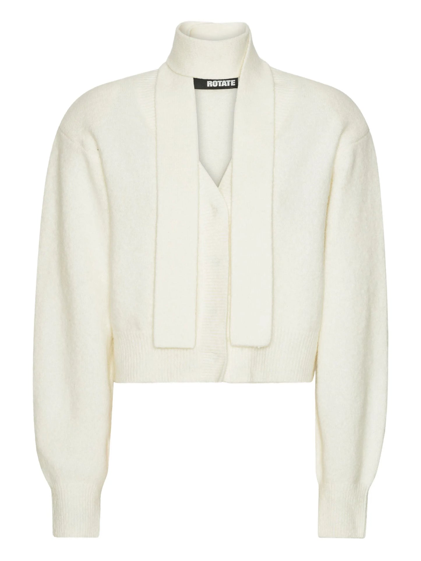 knit scarf-neck cardigan