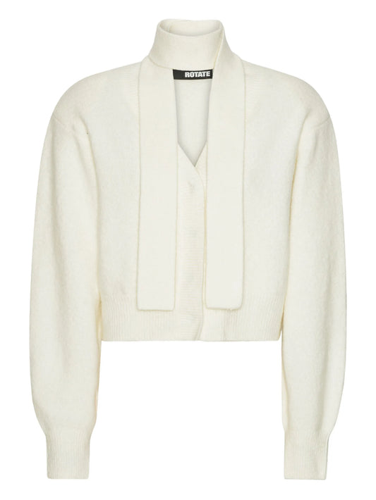 knit scarf-neck cardigan