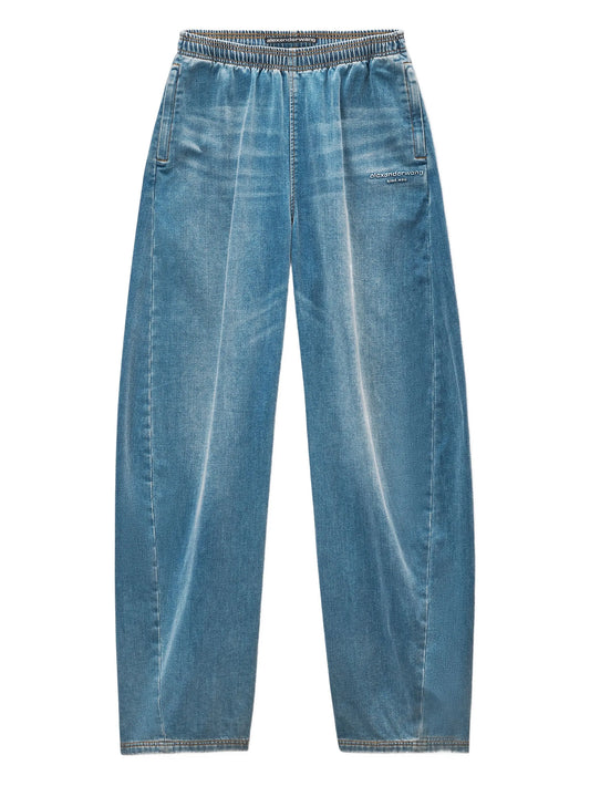 elasticated-waist drawstring track pants