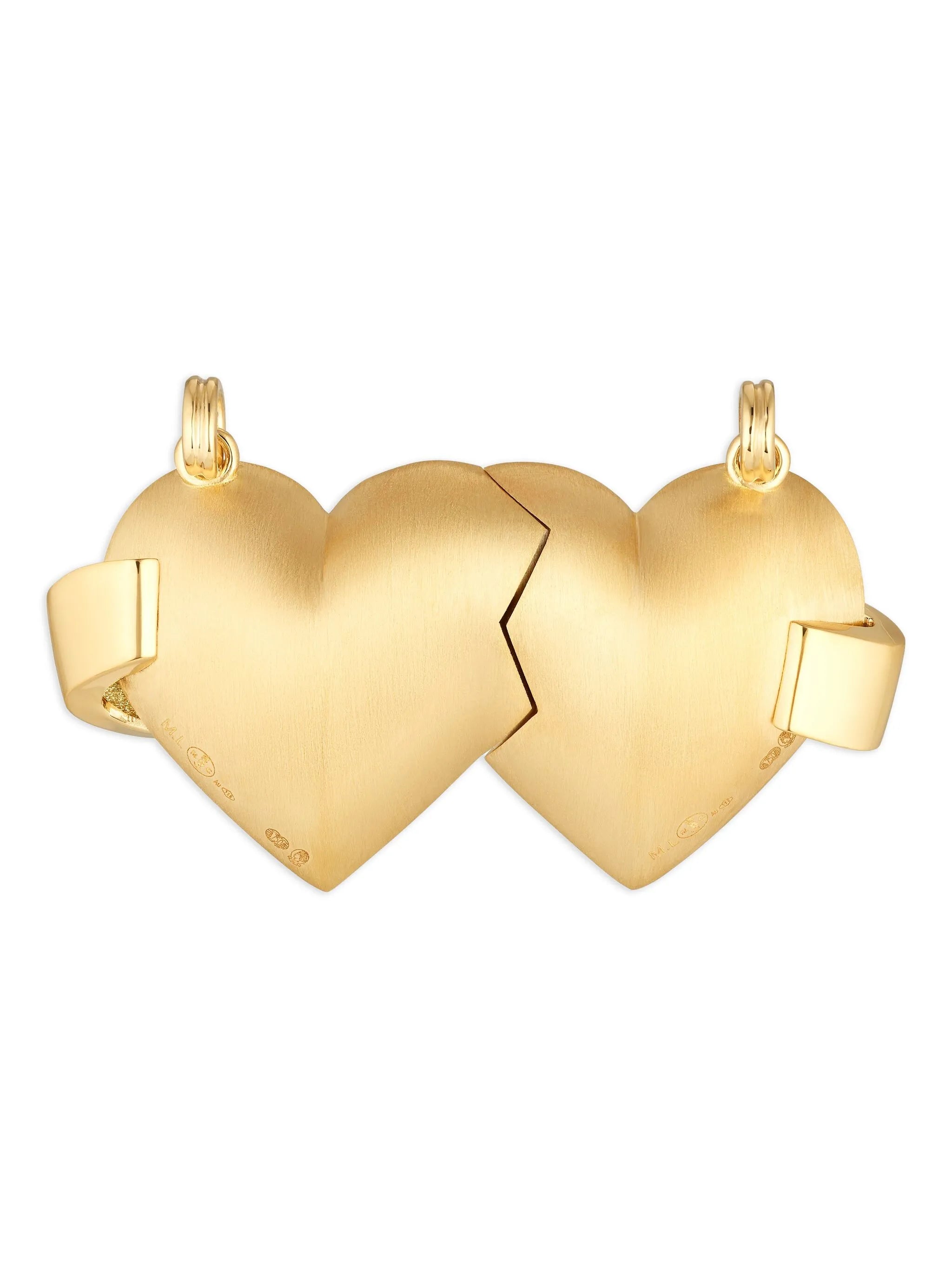 18K gold Best Friends diamond hearts charms (set of two)
