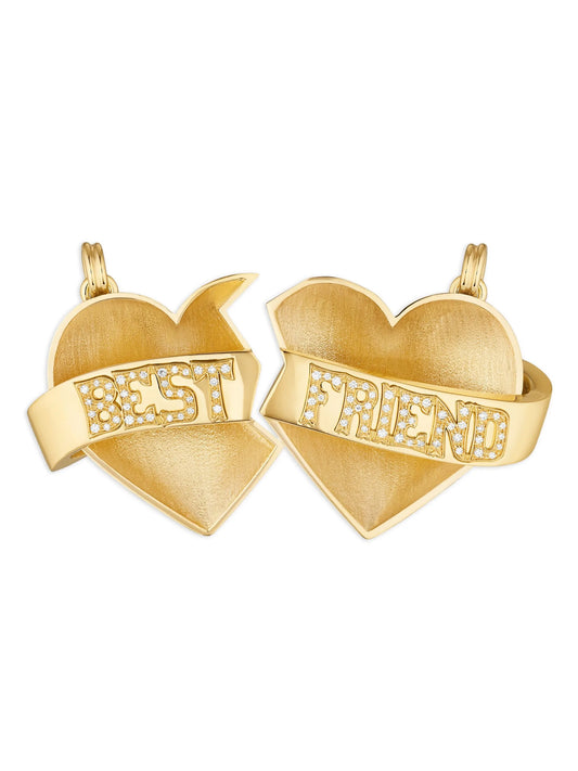 18K gold Best Friends diamond hearts charms (set of two)