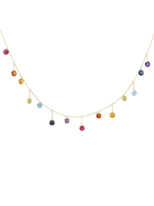 18K yellow gold precious stones necklace