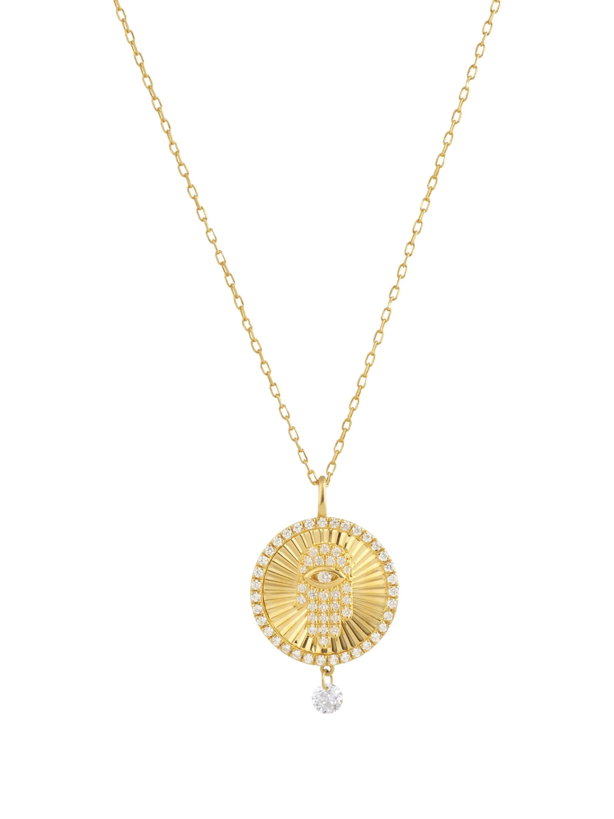 18K yellow gold diamond main de Fatma necklace